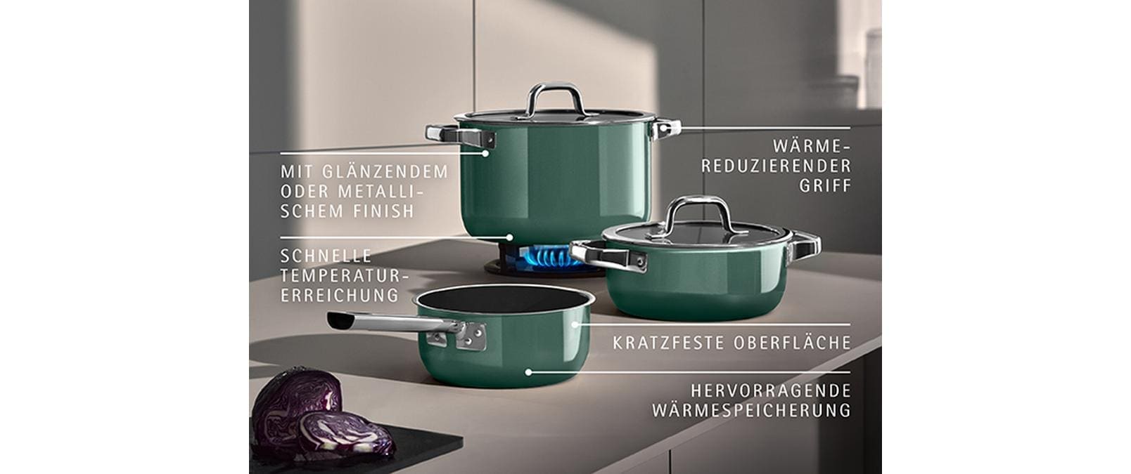 WMF Topf-Set »Fusiontec Mineral Pro« Set, 7 tlg. Edelstahl | Glas