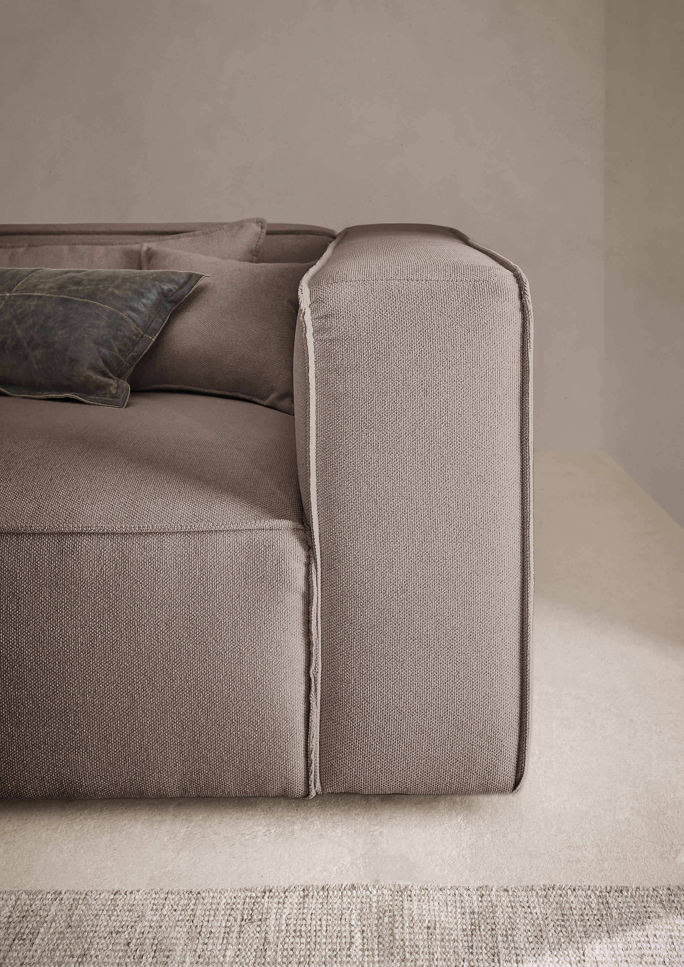 LeGer Home by Lena Gercke Ecksofa »PIARA XXL, Big-Sofa, Cord, Leinenoptik o. Strukturstoff, L-Form«, wahlweise Ottomane rechts/links, Kedernaht, extra tiefe Sitzfläche
