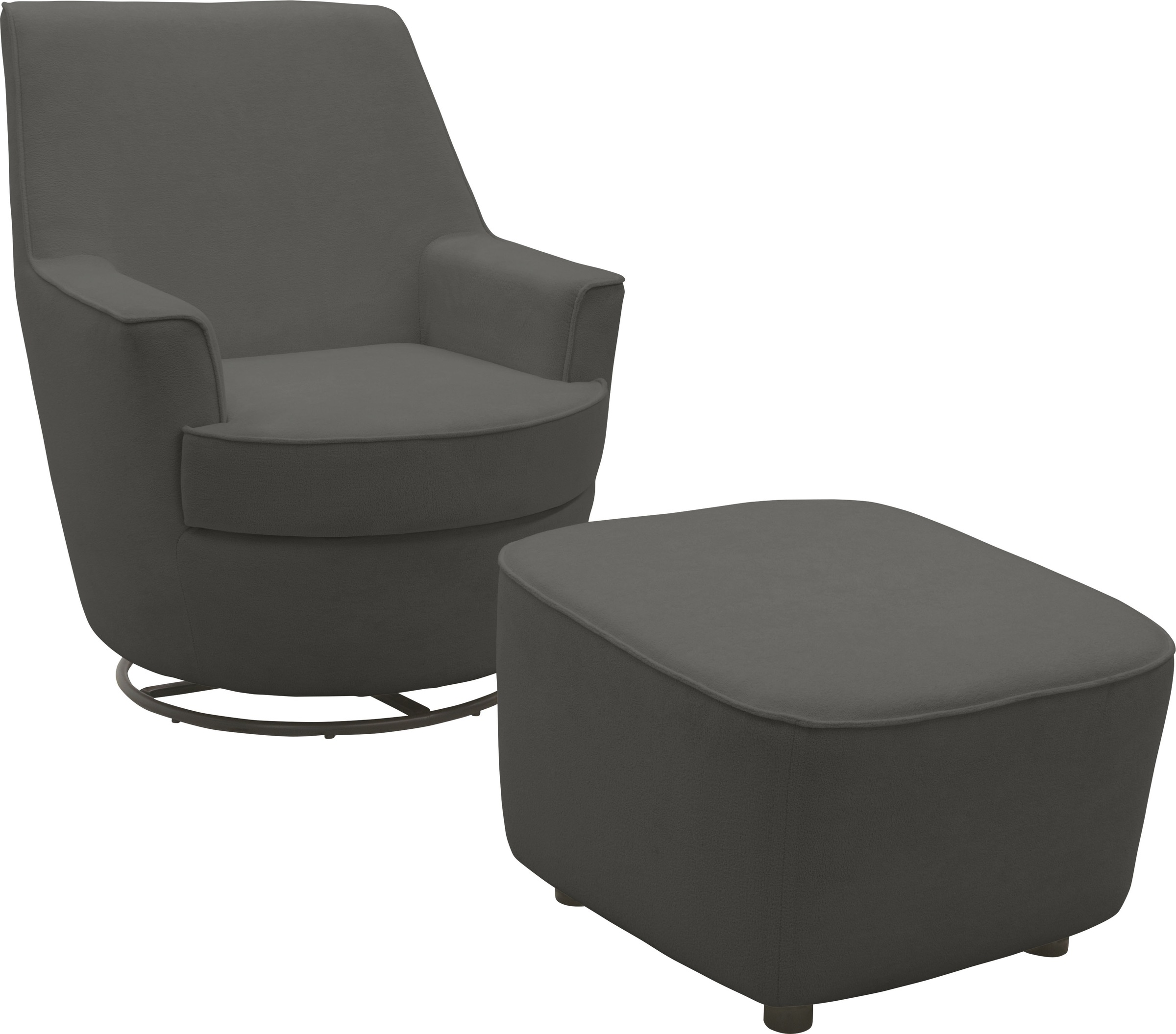 INOSIGN Drehsessel »HETTY, Drehsessel mit Wippfunktion und Hocker; Lesesessel, Armsessel« Set, 2 Stk. tlg. mit Dreh/Wippfunktion, mit Federkern, in Cord und Microfaser