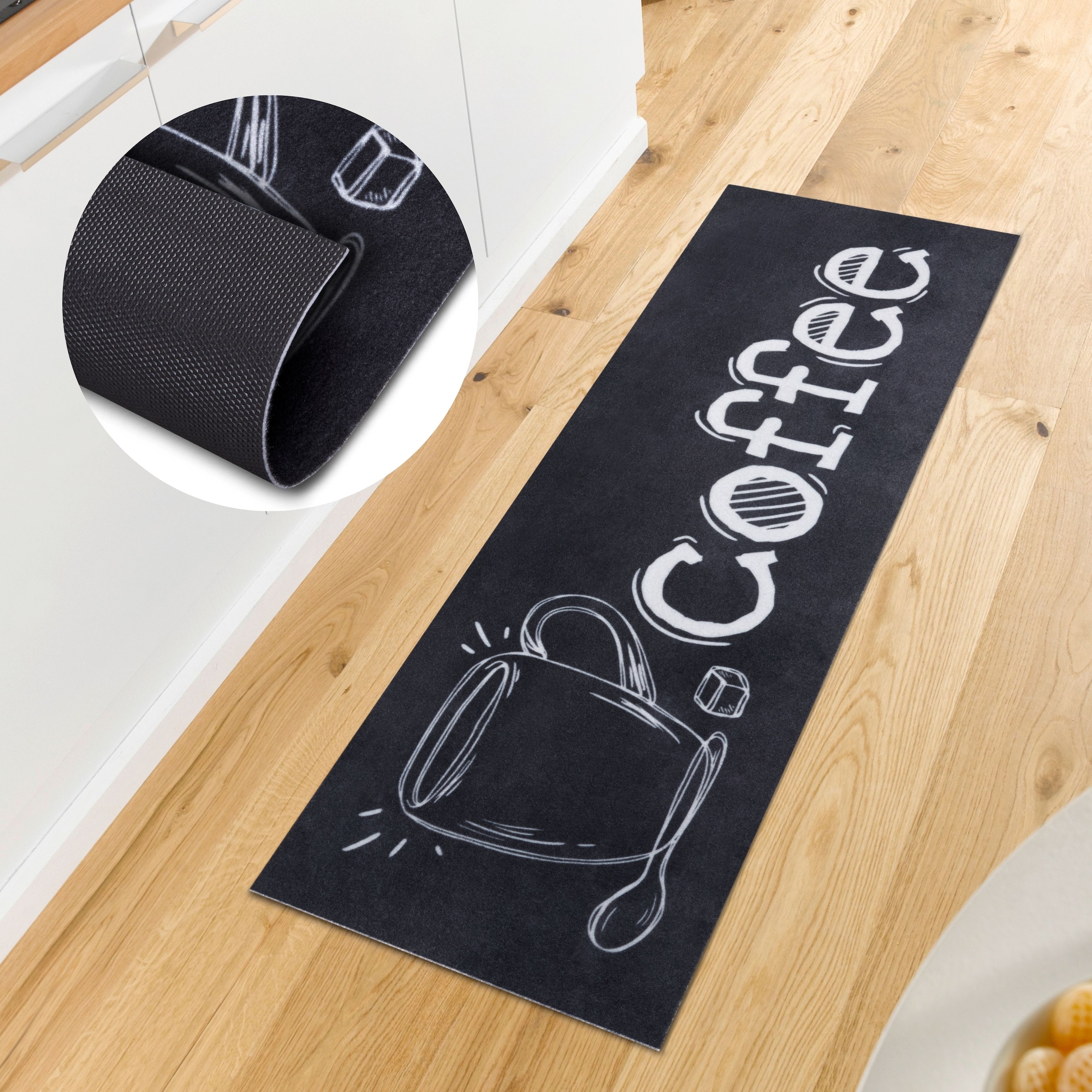 Image of HANSE Home Küchenläufer "Cup Of Coffee" rechteckig 3 mm Höhe Läufer, Rutschfest, Küchenteppich, Küche, Teppich, Pflegeleicht