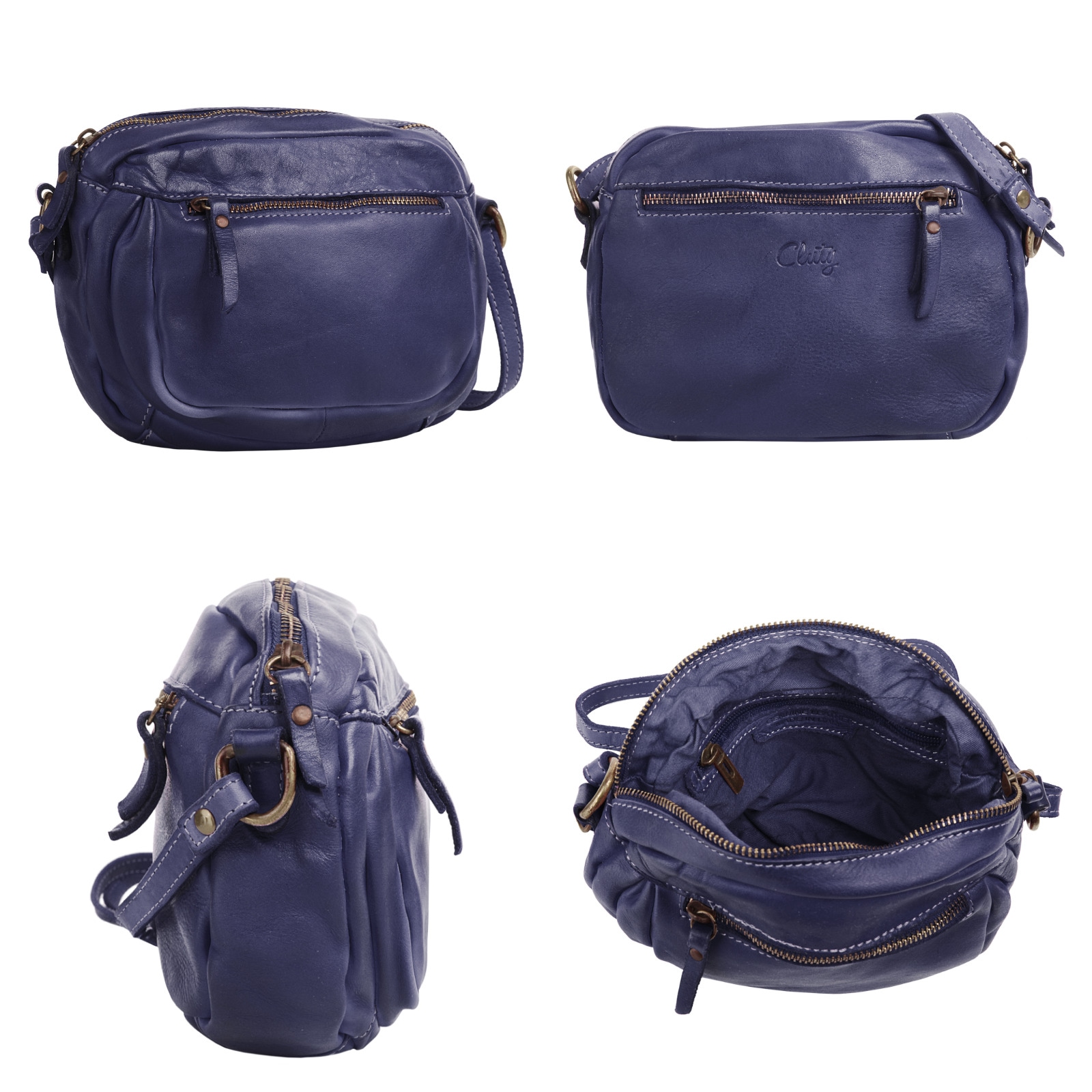 Cluty Umhängetasche, echt Leder, Made in Italy