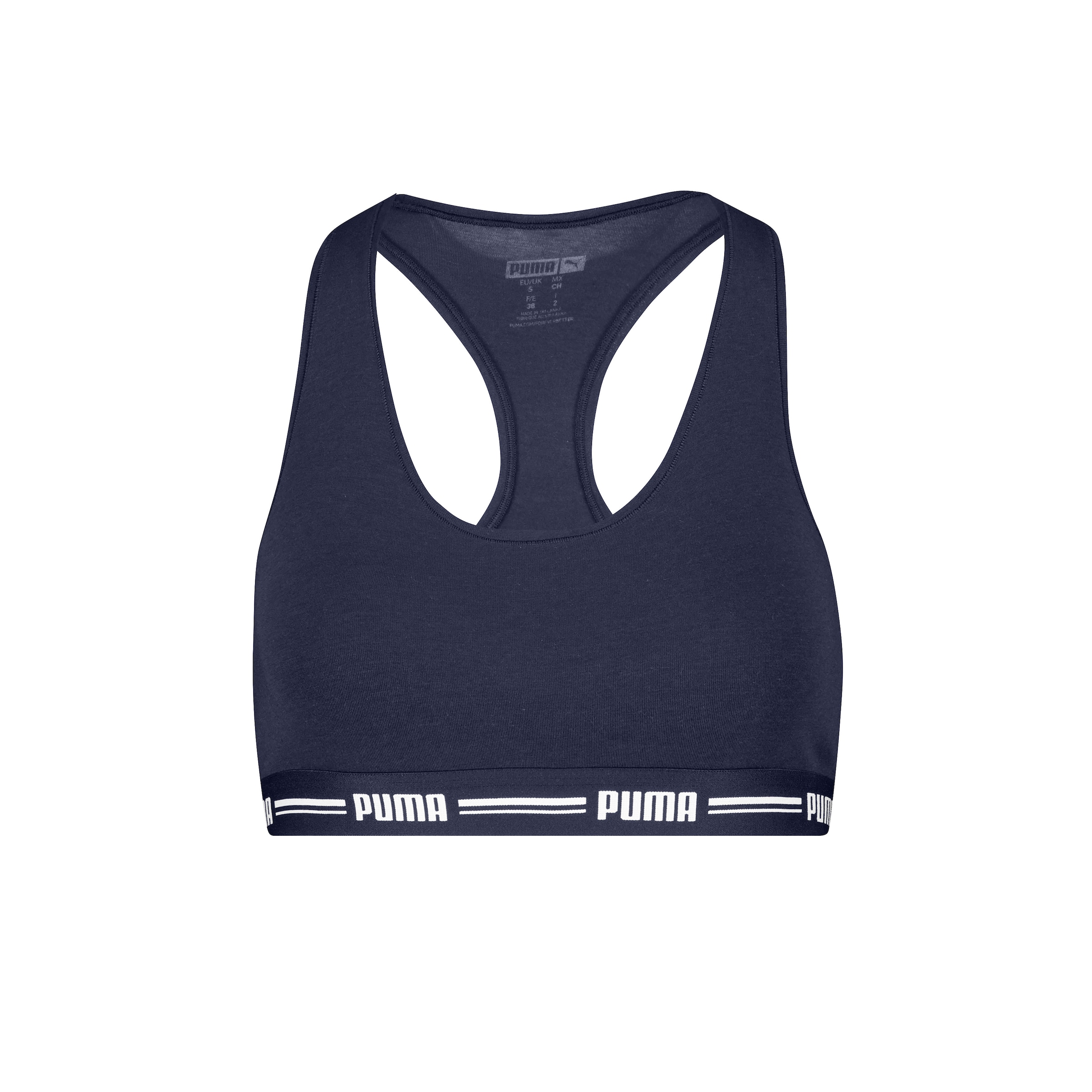 PUMA Sport-Bustier »PUMA WOMEN RACER BACK TOP 1P HANG«, Racerback-Rücken, Logo-Unterbrustband, ohne Bügel, elastisch