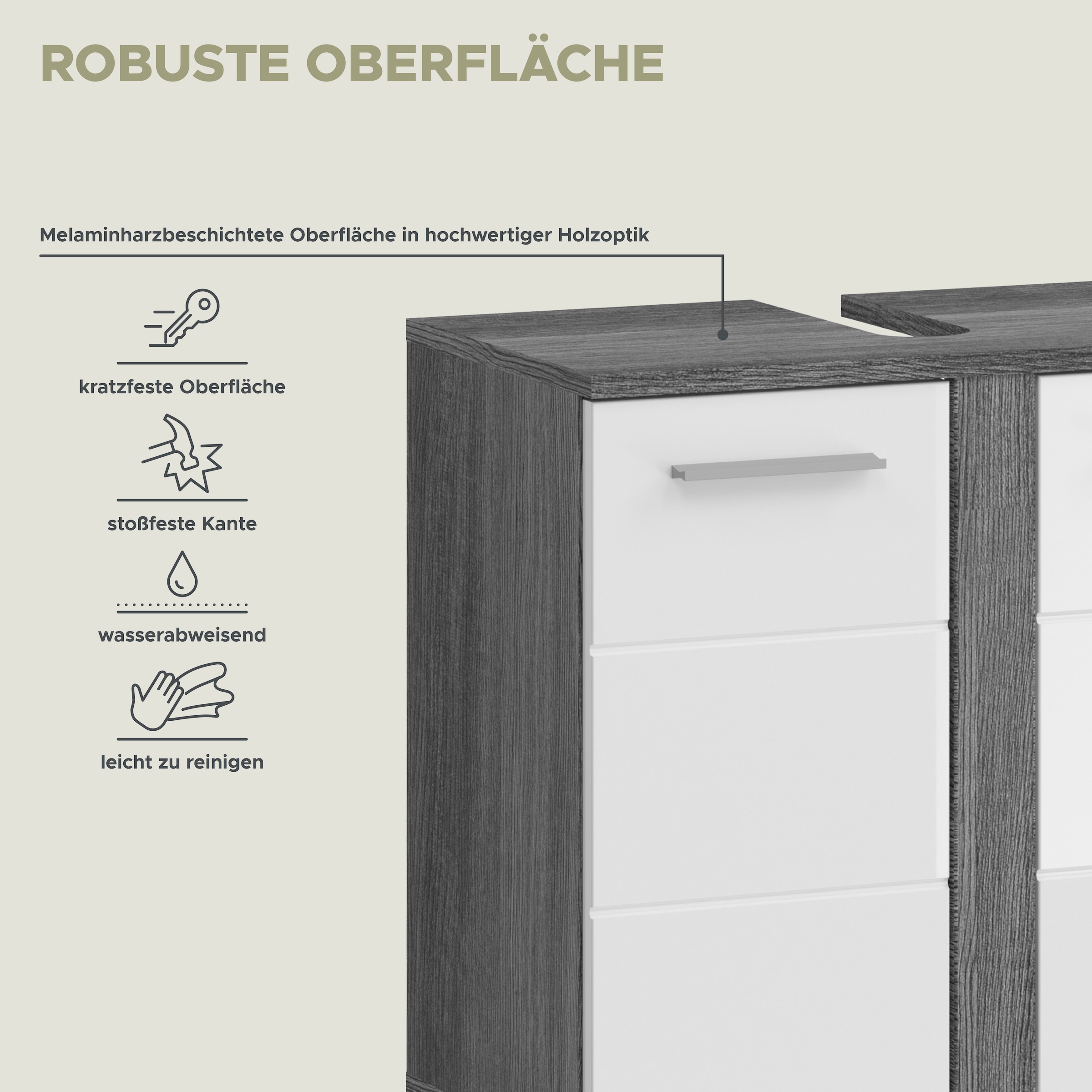 welltime Badmöbel-Set »LUCCA, 4-teilig, TOPSELLER!, MDF Hochglanzfront, bestehend aus:«, (Set, 4 St.), Waschbeckenunterschrank, Spiegel, Unterschrank, Hängeschrank
