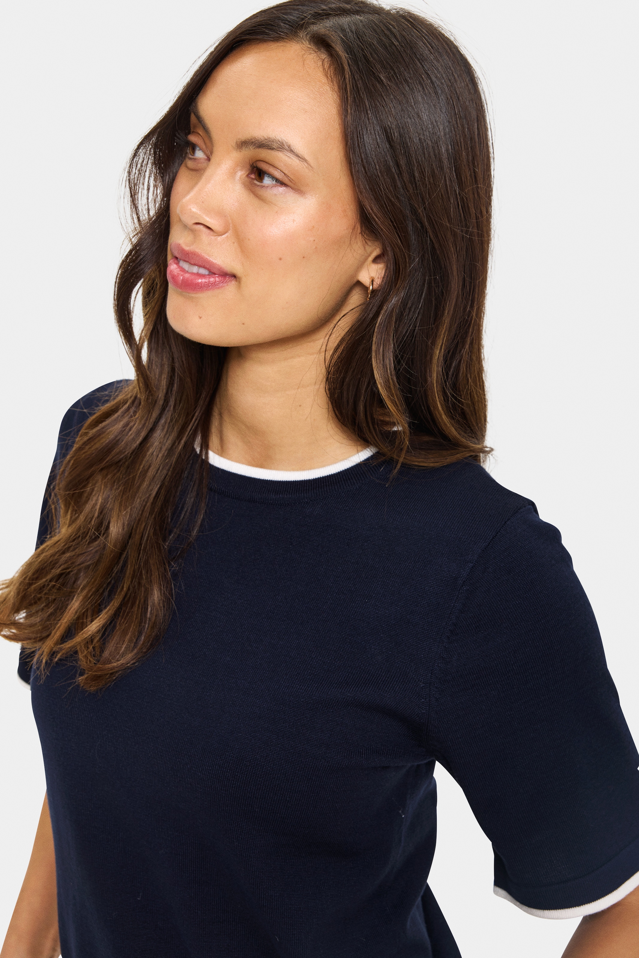 Saint Tropez Pull en tricot »MilaSZ Contrast Stripe SS Pullover« Viskosemischung, Regular fit