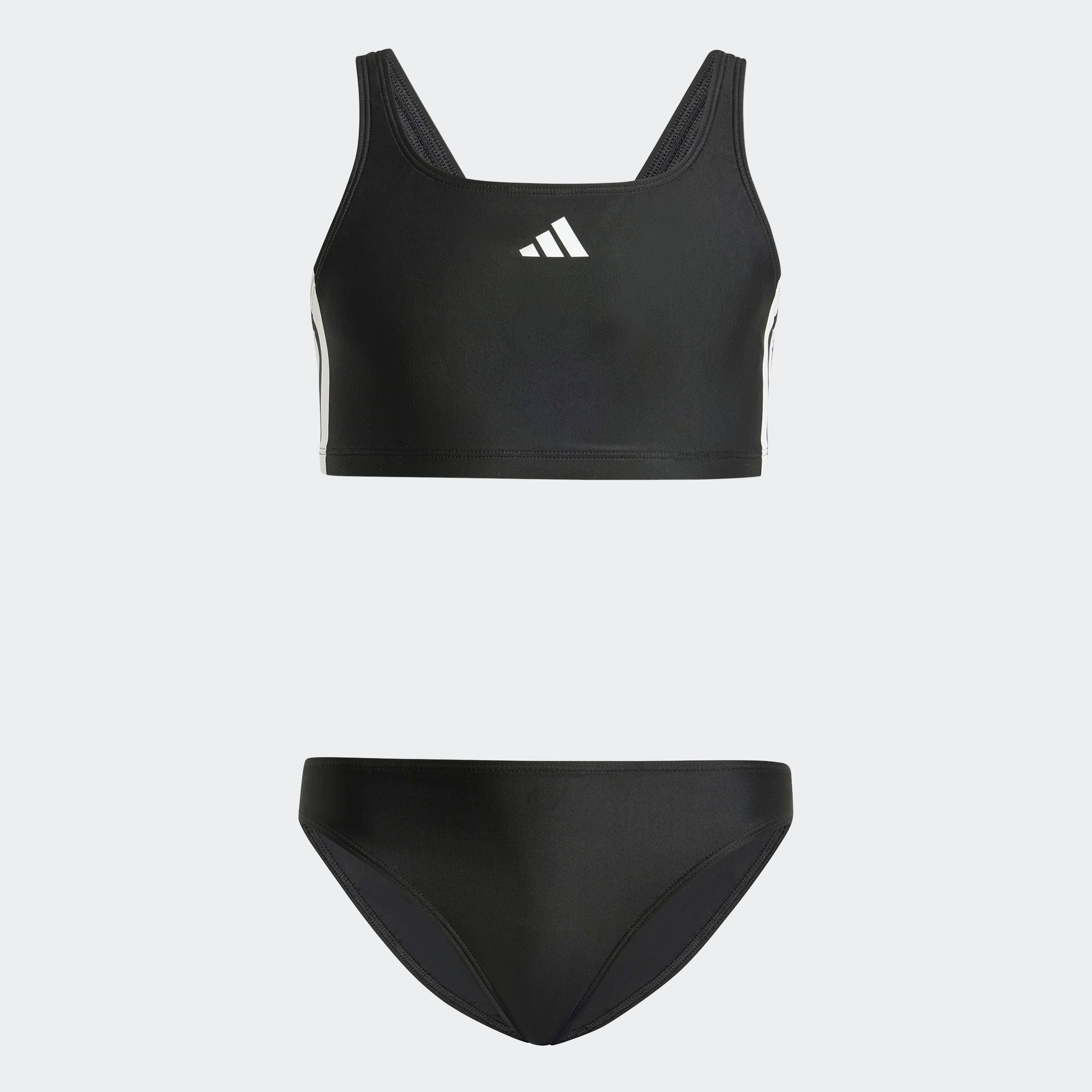 Image of adidas Performance Bustier-Bikini "3-STREIFEN V-BACK KIDS BIKINI" zweiteiliges Set, mit mittelhohem elastischem Bund