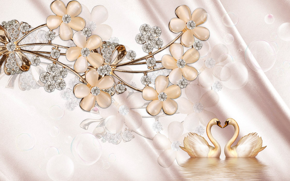 Image of Papermoon Fototapete »Muster mit Schwänen«, Vliestapete, hochwertiger Digitaldruck, inklusive Kleister bei Ackermann Versand Schweiz