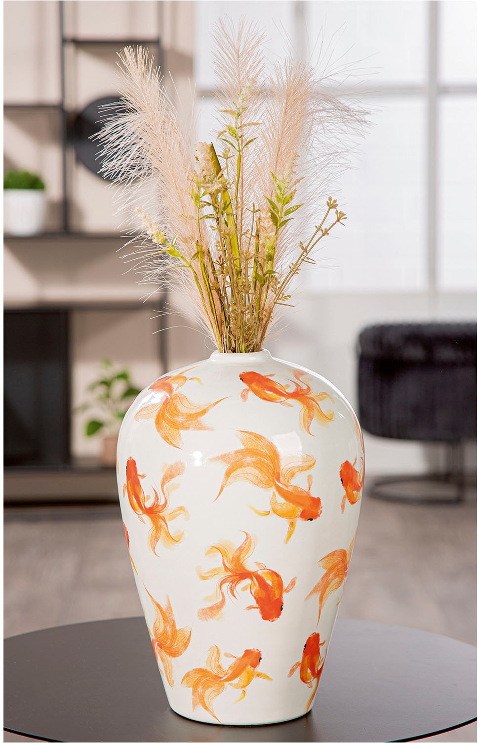 GILDE Tischvase »Vase bauchig Neon weiss H. 30 cm«, (1 St.)