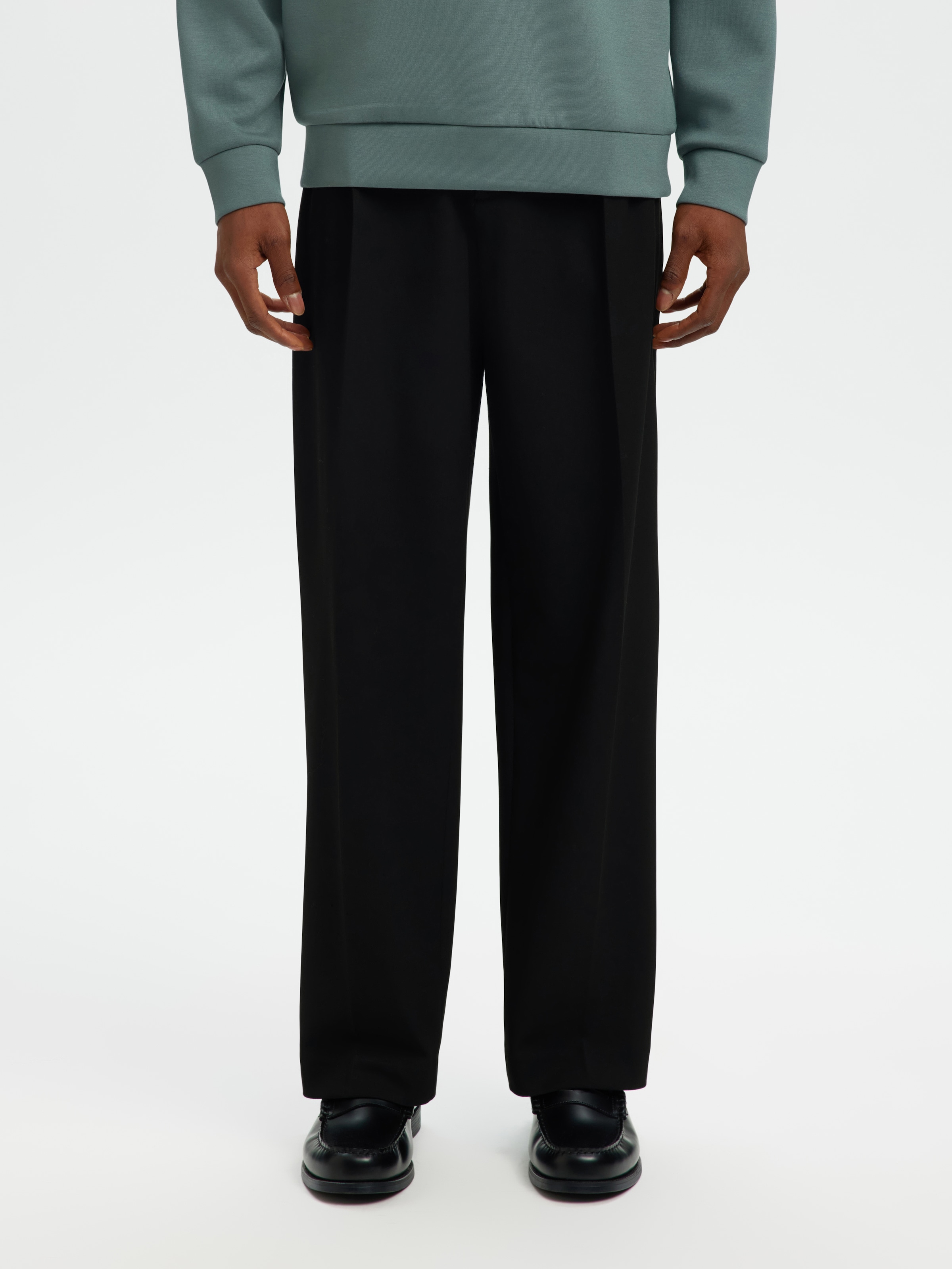 Image of SELECTED Stoffhose "SLH220-LOOSE FINN FLEX PANTS NOOS" Materialmix, locker geschnitten