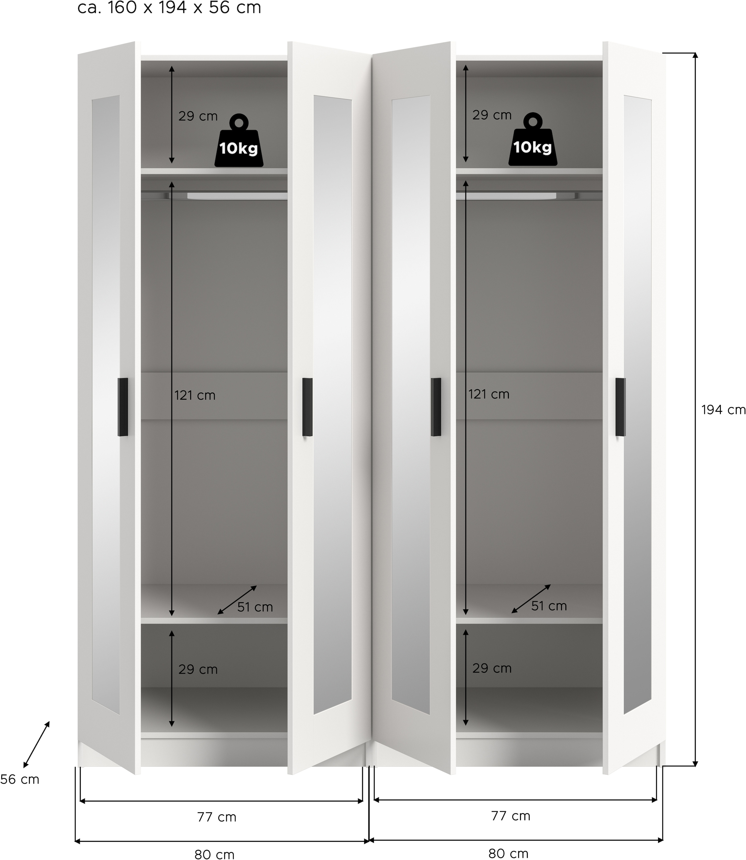 Home affaire Armoires à vêtements »Farmsen, TOPSELLER!, Schlafzimmerschrank, Garderobe, Schrank« Schrank-Kombi, Schlafzimmer, Garderobenschrank, Flur,  Set best. aus: 2 Kleiderschränken, individuell platzierbar