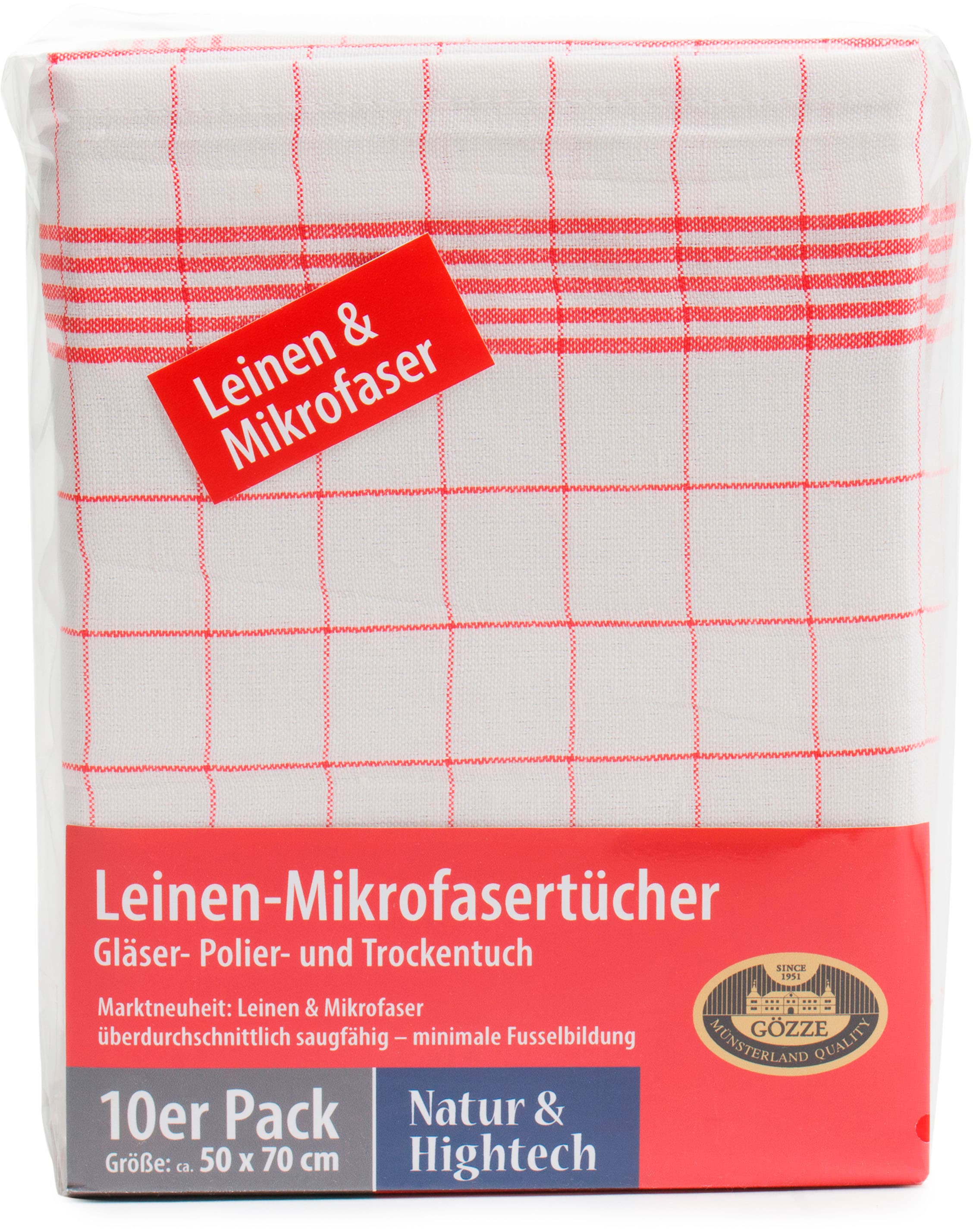 Gözze Geschirrtuch »Gläser und Poliertuch, Des. 60053, 50x70 cm«, (Set, 10 tlg.), Mikrofaser