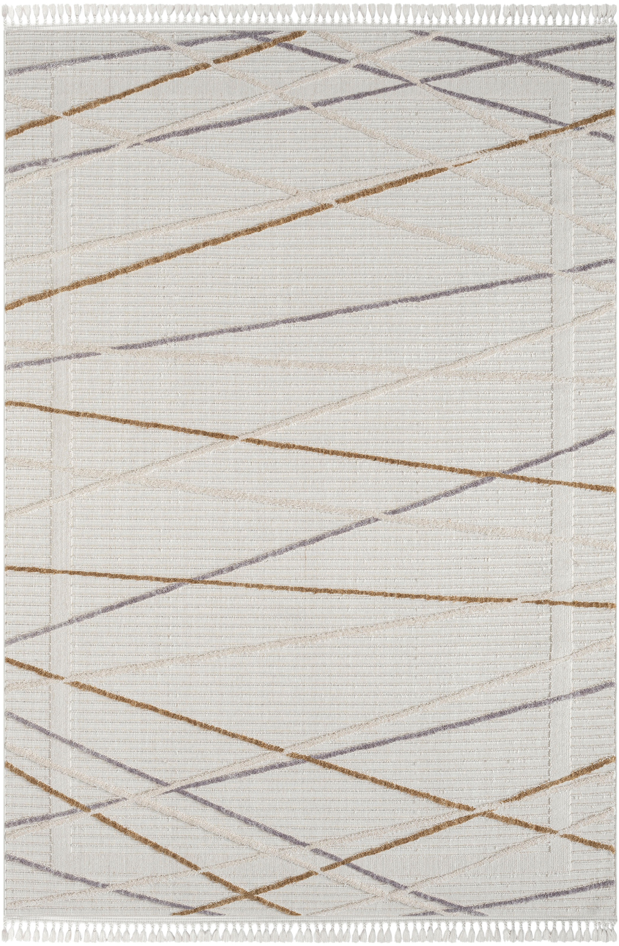 Myflair Möbel & Accessoires Teppich »Luana 1 Lagerräumung«, rechteckig, 10 mm Höhe, Kurzflor, Sisal Optik, Hoch-Tief Effekt, mit Fransen, besonders weich