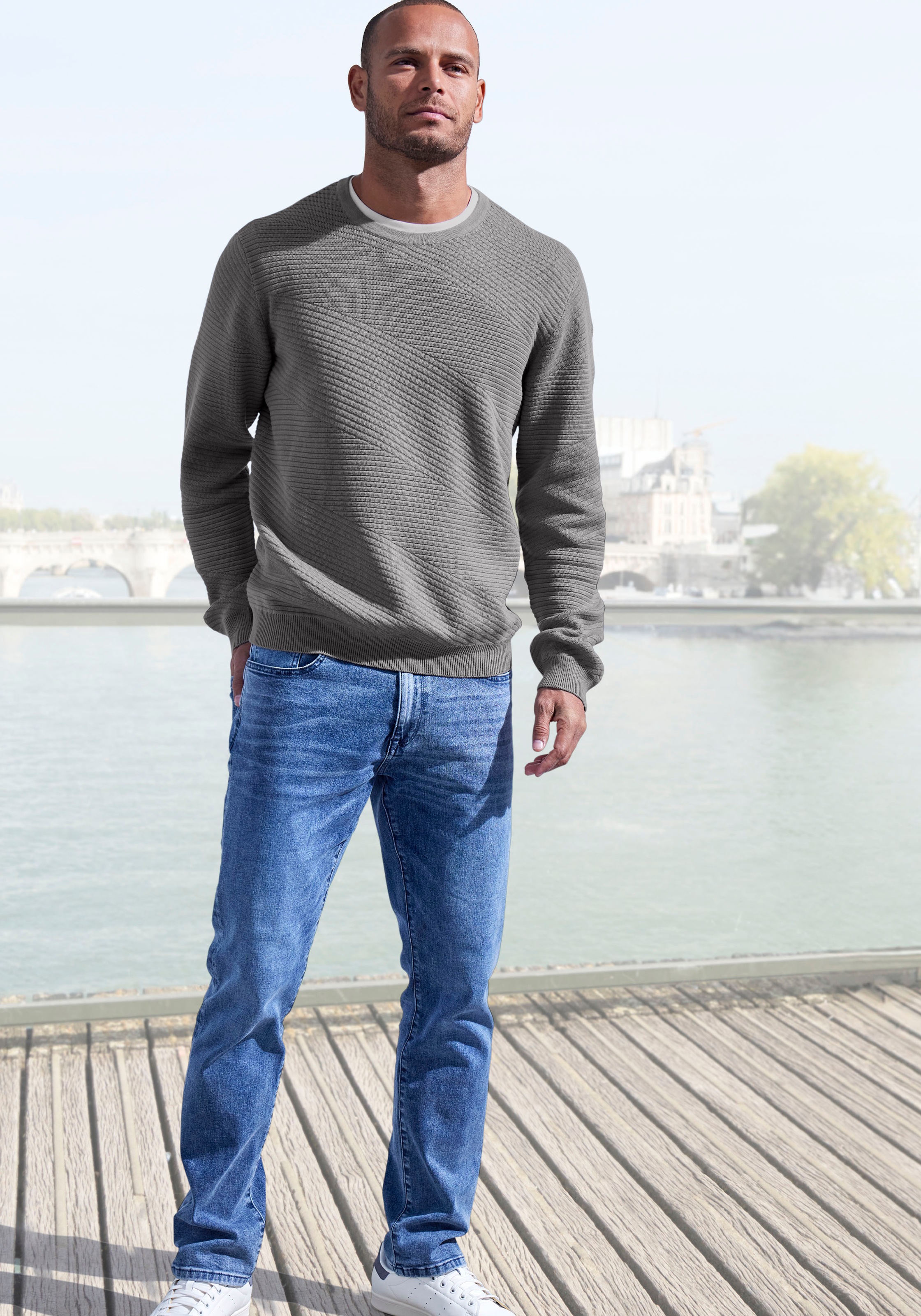 John Devin Strickpullover Pullover aus weichem Strukturstrick