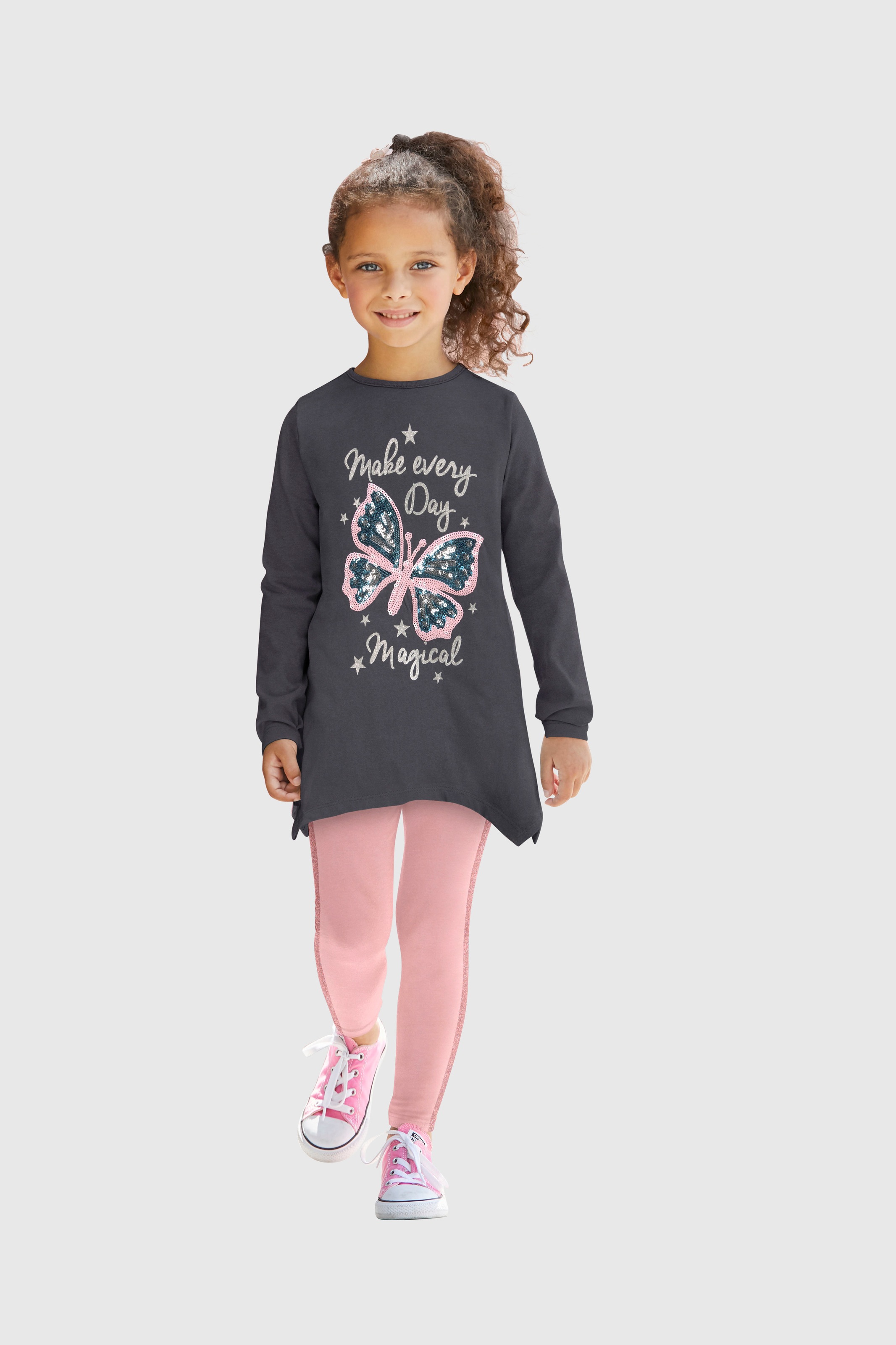 Image of KIDSWORLD Langarmshirt & Leggings, (Set), mit Glitzerdetails bei Ackermann Versand Schweiz