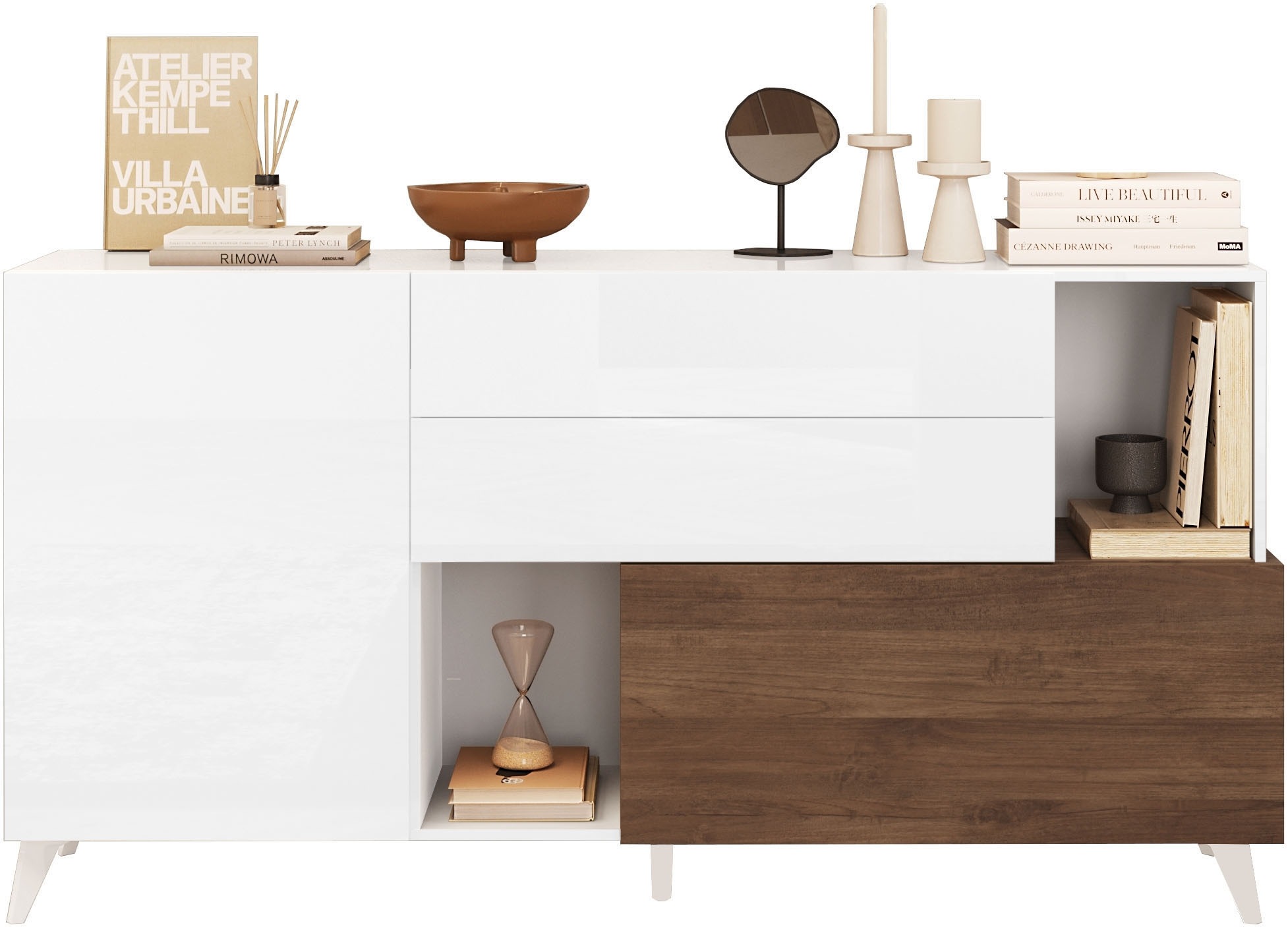 Image of Home affaire Sideboard "Monaco in Breite 181 cm, Anrichte mit Tür, Klappe und 2 Schubkästen" Stauraumschrank – sanftes Schliessen, edles Design, viel Platz