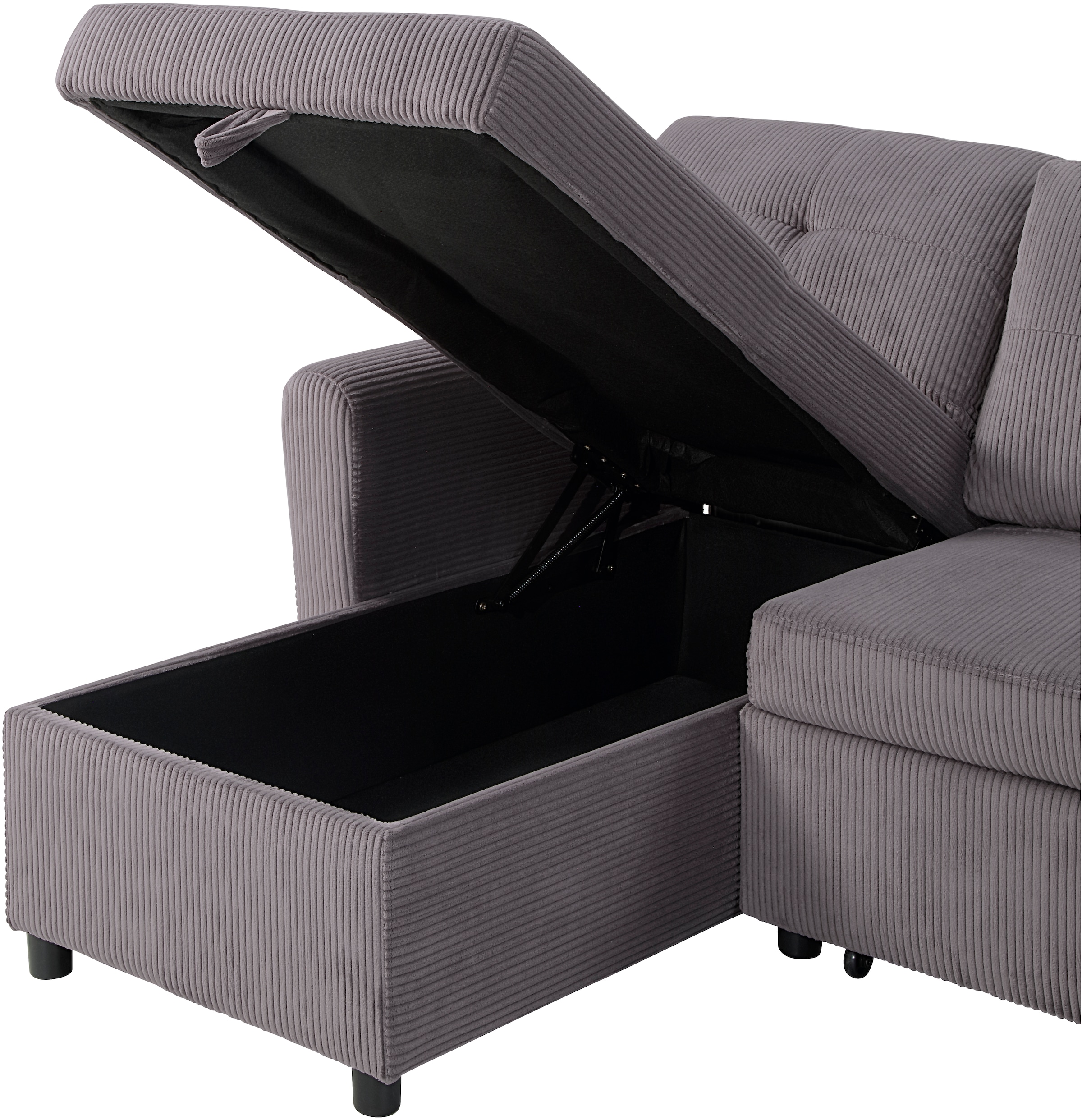 ATLANTIC home collection Schlafsofa »Gustavo L-Form«, mit Schlaffunktion, Stauraum & seitlichen Taschen