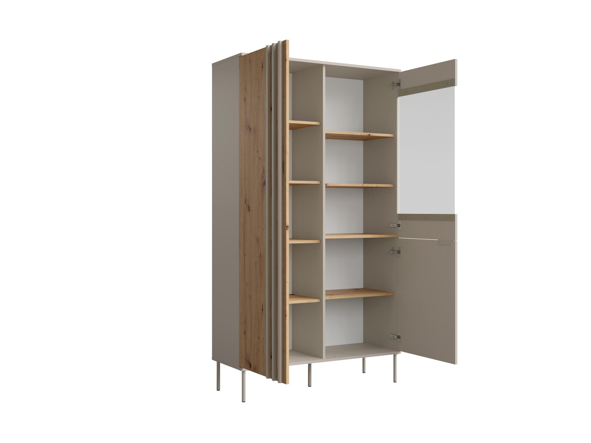 GOODproduct Vitrine »AAELIN Vitrineschrank mit/ohne Beleuchtung, verglast, viel Stauraum« Standvitrine/Glasvitrine mit 2 Türen, 8 Einlegeböden, matt Hochschrank
