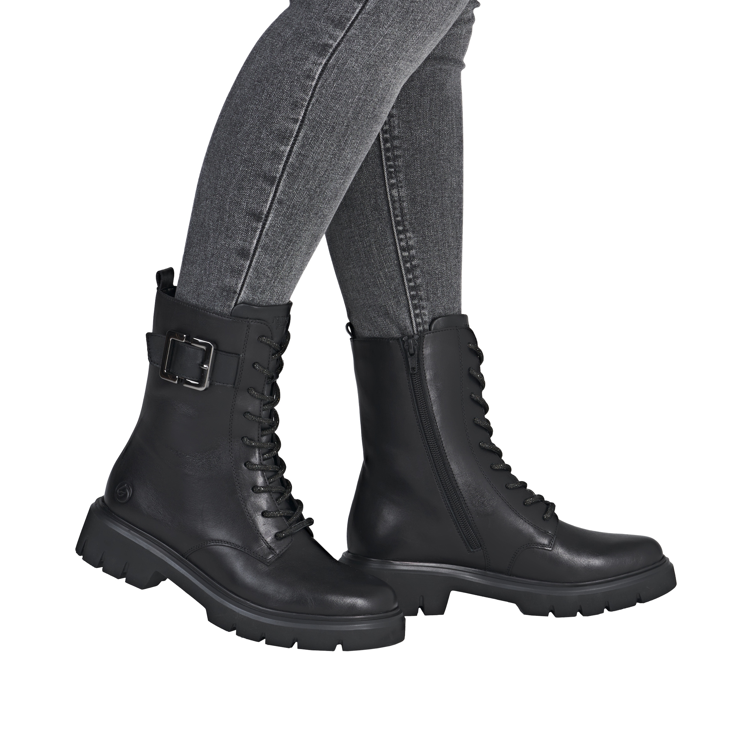 Remonte Bottines à lacets  Stiefelette, Boots, Profilsohle, Blockabsatz mit Zierschnalle