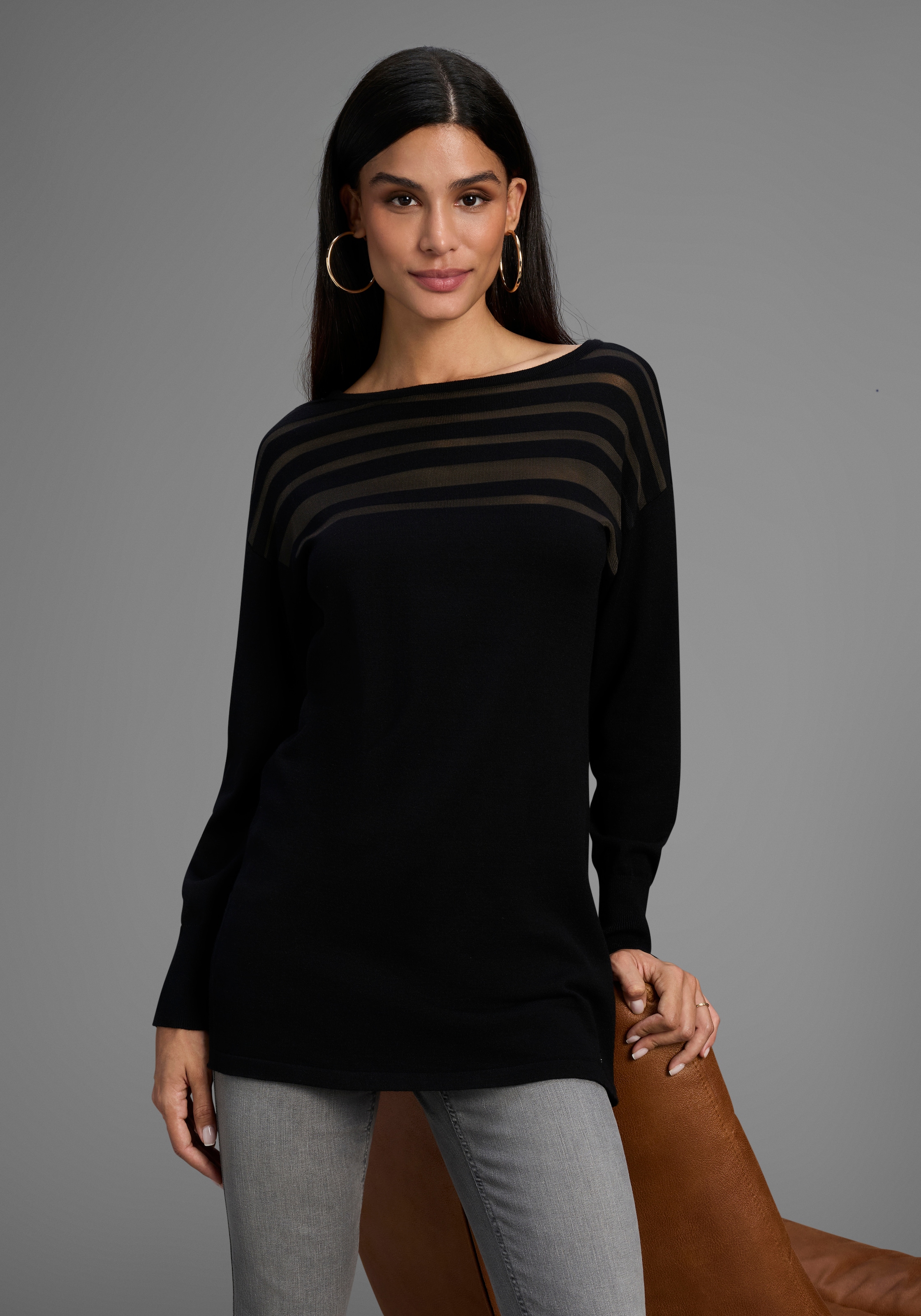 Image of Laura Scott Strickpullover Feinstrickpullover mit Meshstreifen