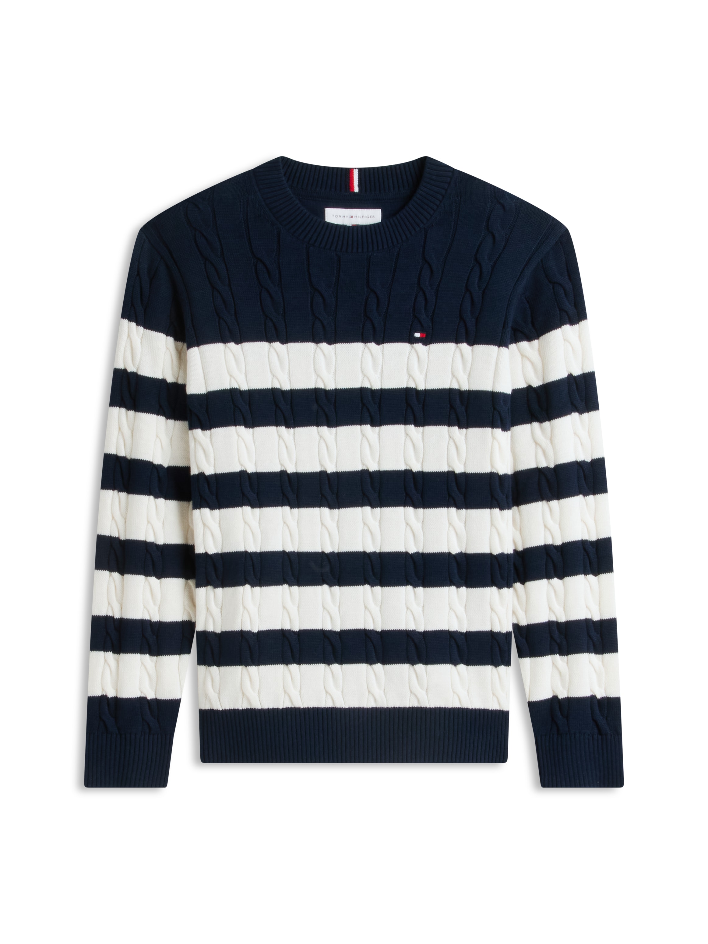 Tommy Hilfiger Strickpullover »COTTON CABLE SWEATER« Rundhalsausschnitt, Regular Fit, Kinder bis 16 Jahre