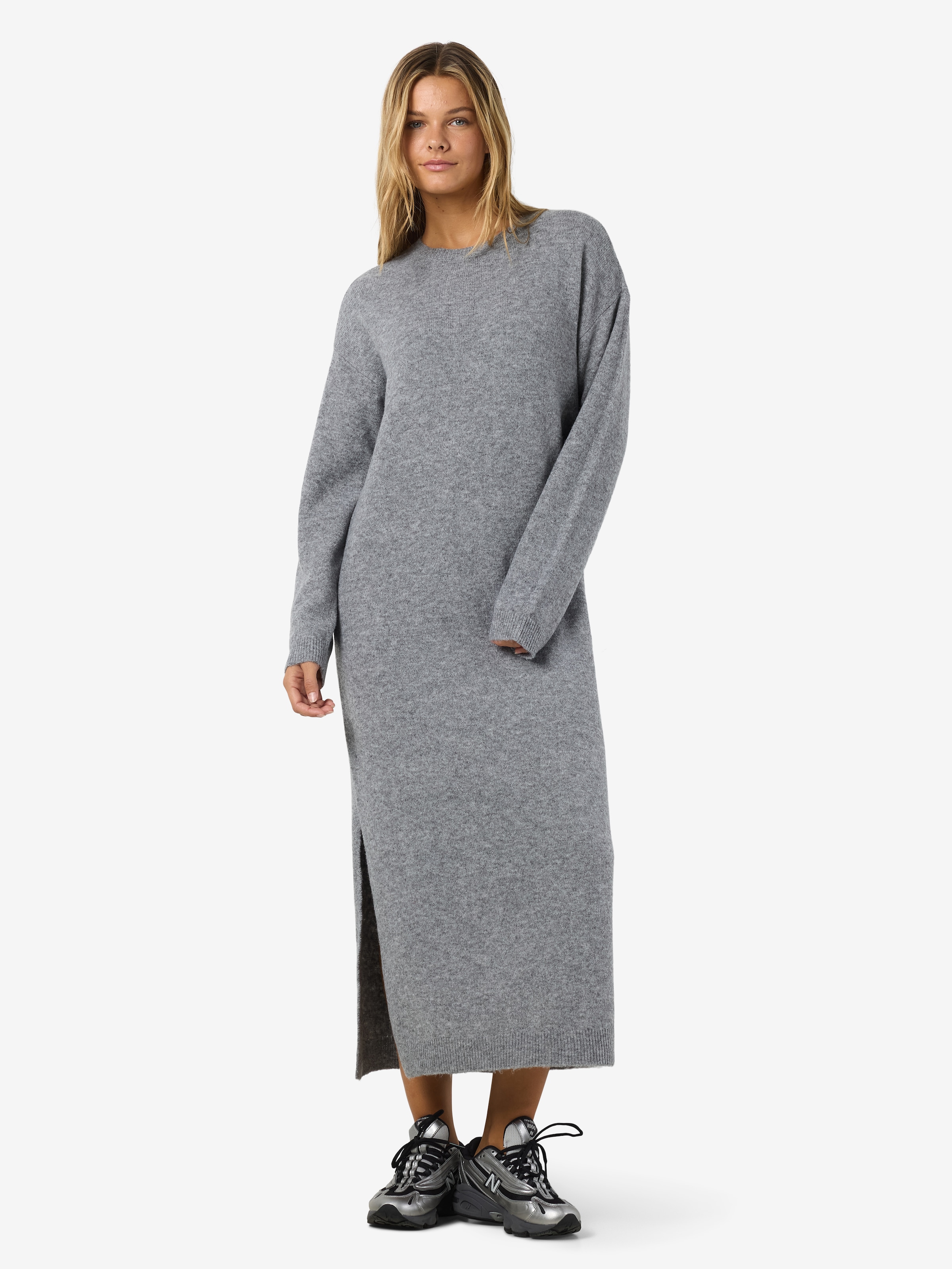 Image of Noisy may Strickkleid "NMLIZETTE L/S MIDI KNIT DRESS NOOS" Materialmix, regular fit, mit Wolle