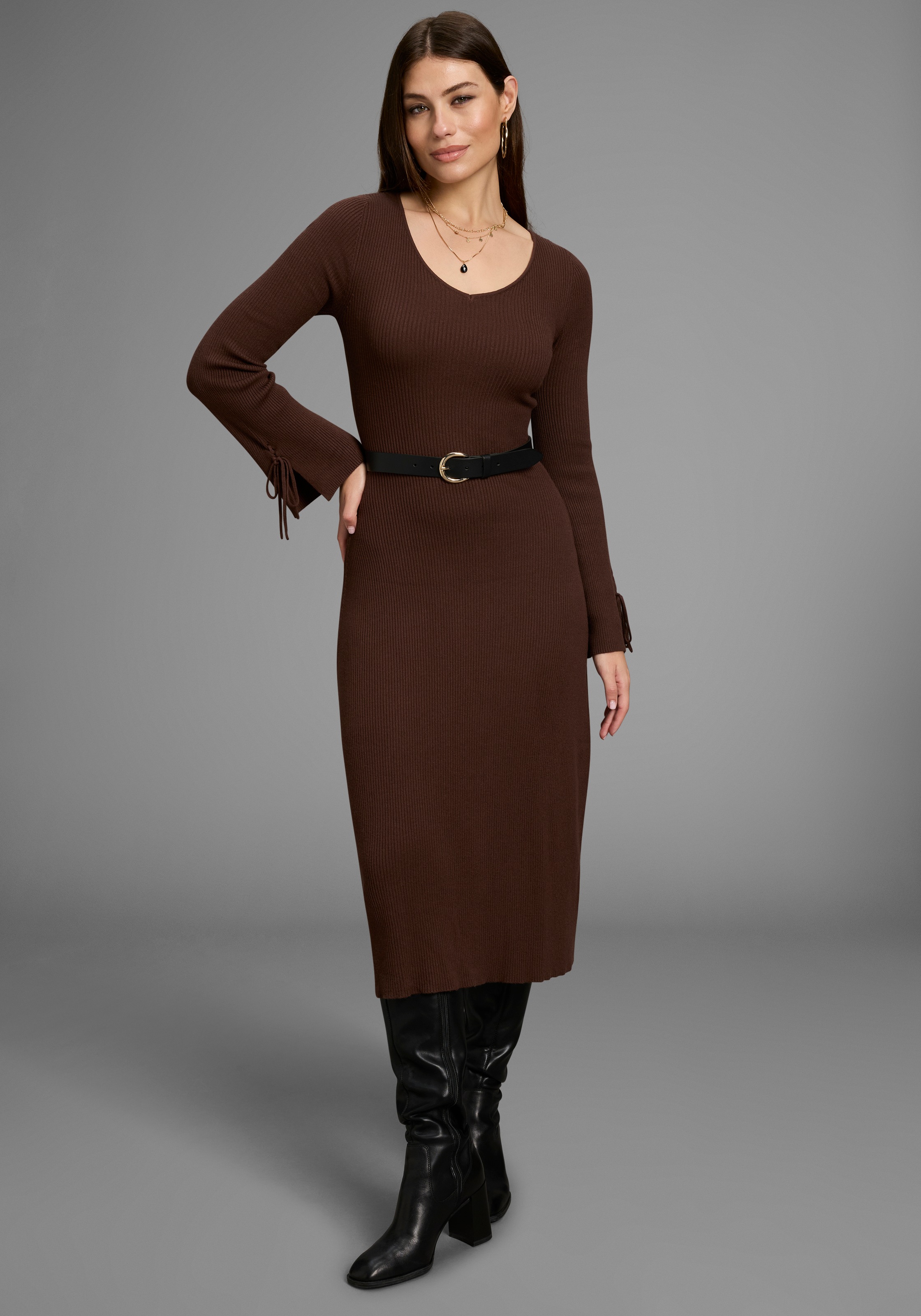Image of Bruno Banani Strickkleid Ohne Taschen mit besonderem Ärmeldetail