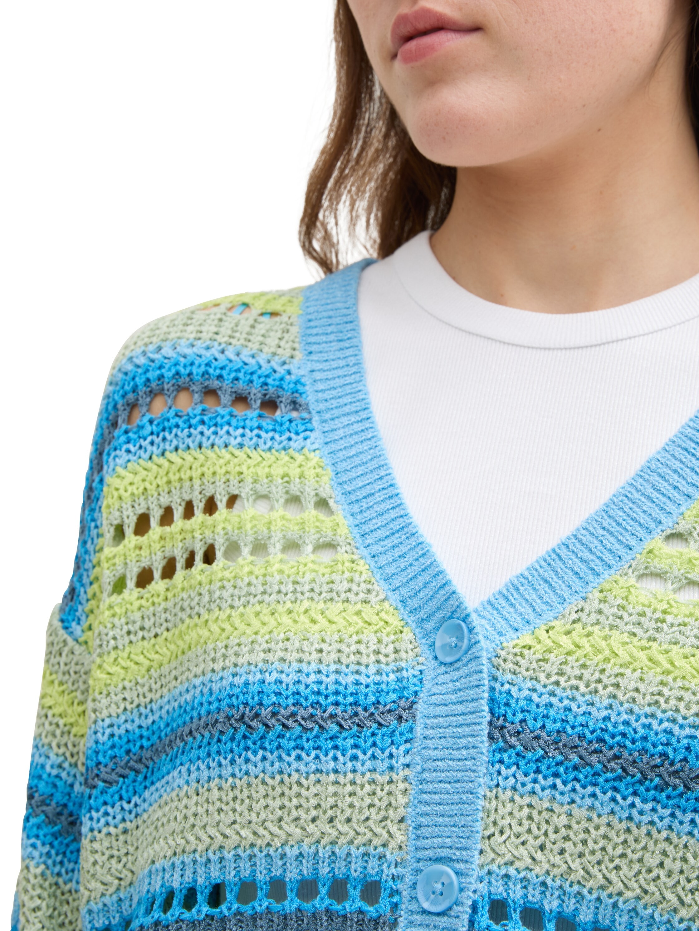 TOM TAILOR Denim Cardigan, mit Streifen Muster