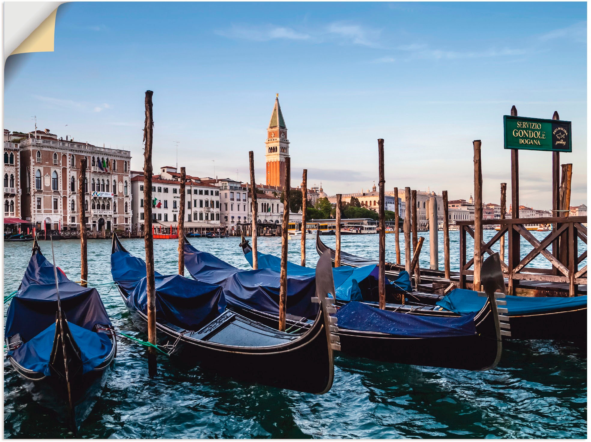 Image of Artland Wandbild »Venedig Canal Grande mit Gondeln«, Boote & Schiffe, (1 St.), in vielen Grössen & Produktarten - Alubild / Outdoorbild für den Aussenbereich, Leinwandbild, Poster, Wandaufkleber / Wandtattoo auch für Badezimmer geeignet bei Ackermann Vers