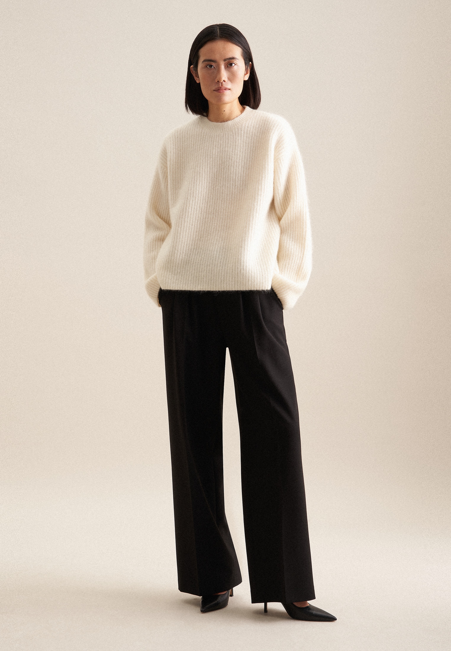 seidensticker Strickpullover »Schwarze Rose« Langarm Rundhals Uni