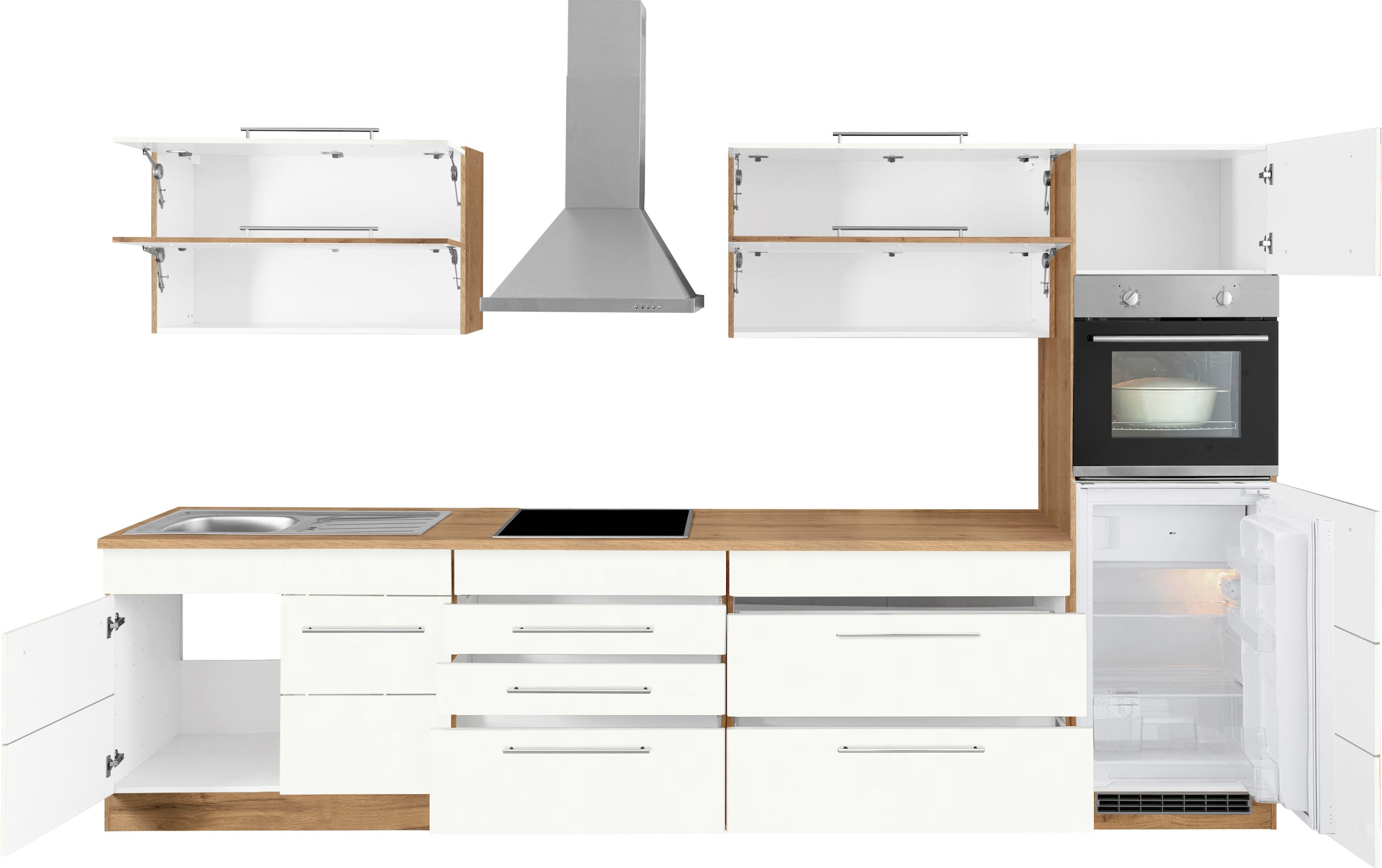 KOCHSTATION Kitchenette »KS-Wien« largeur 340 cm, au choix avec appareils électriques et induction