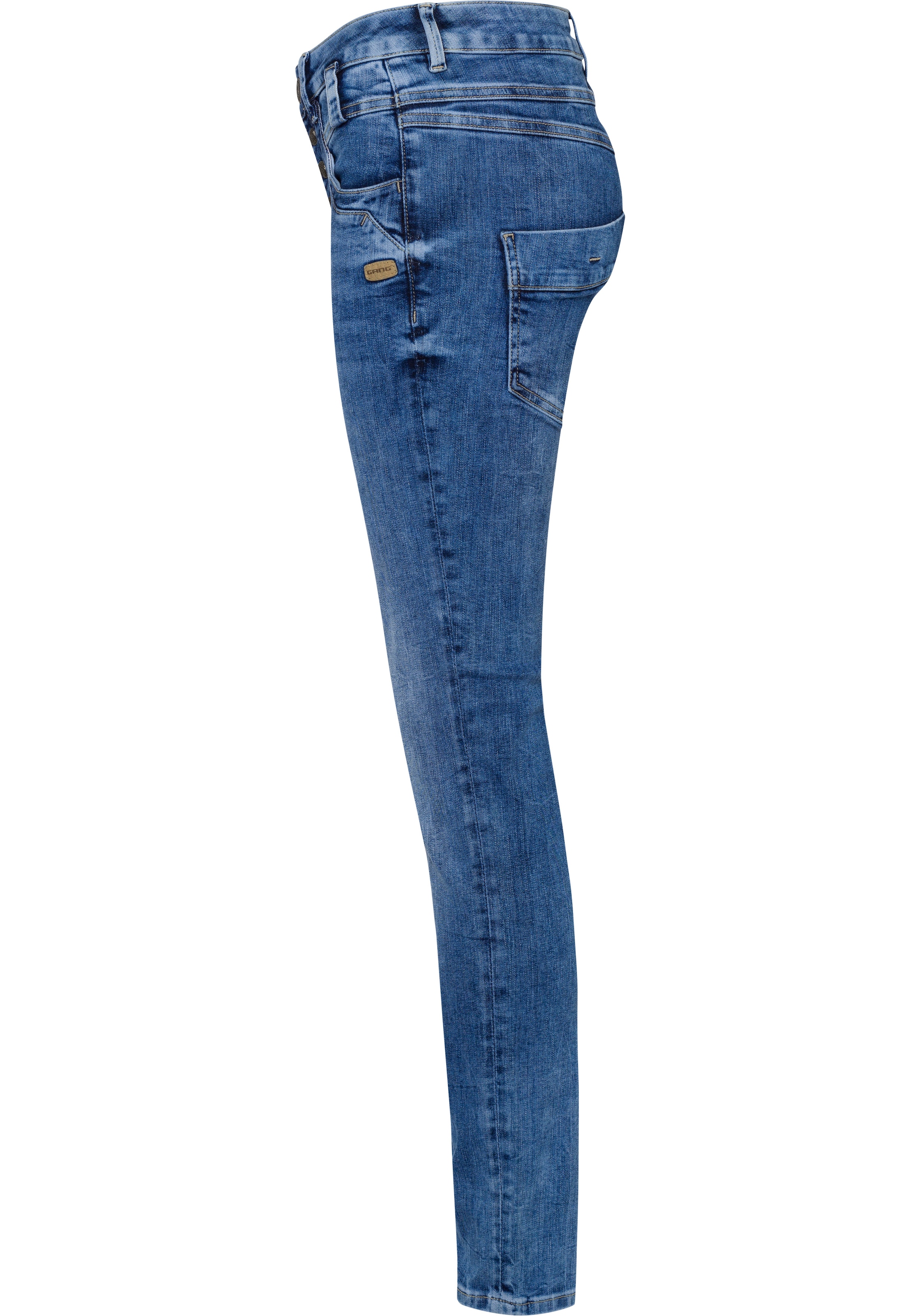 ♕ versandkostenfrei Slim-fit-Jeans offener mit GANG »94CARLI«, Knopfleiste kaufen