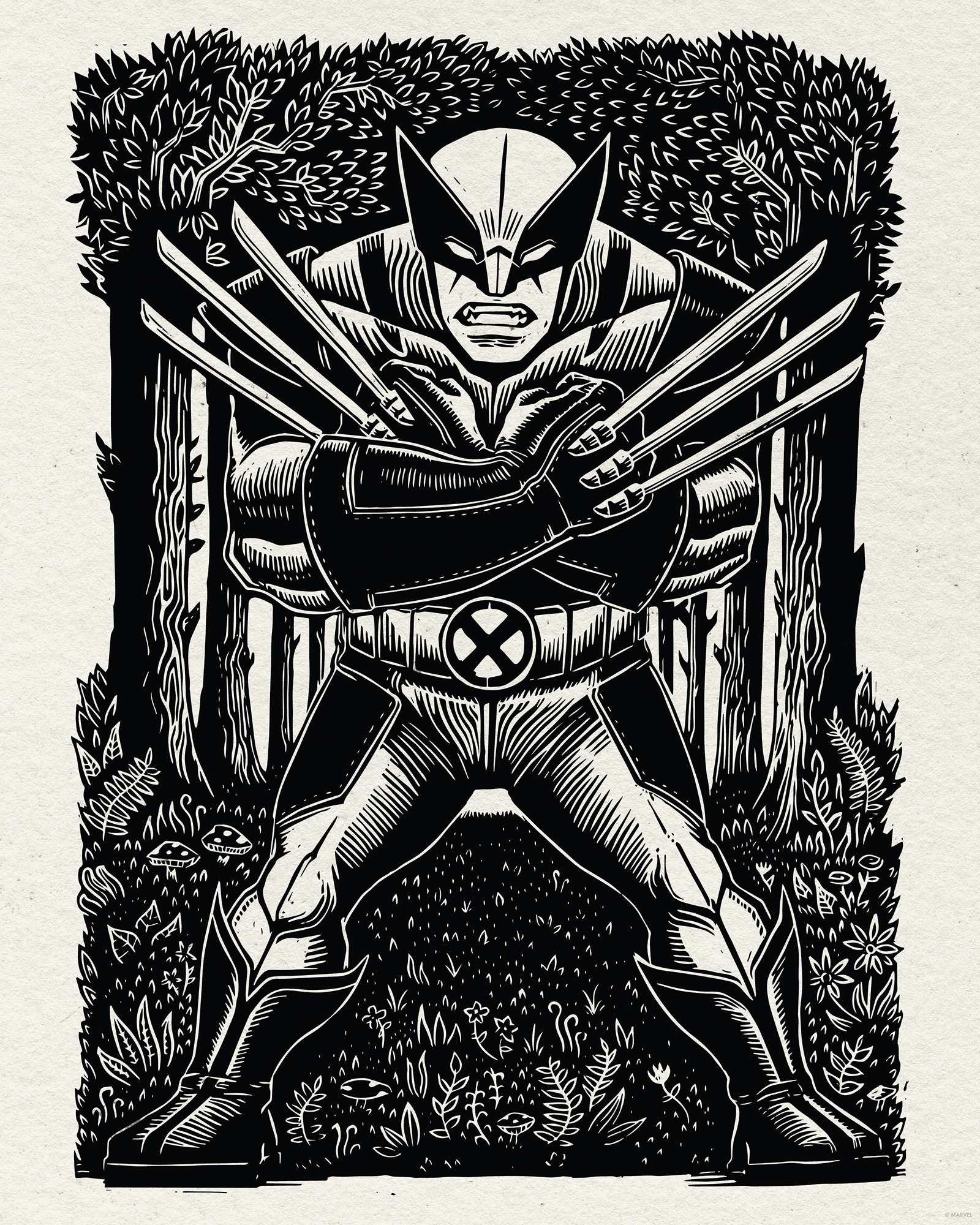 Komar Wandbild »Marvel Wolverine Lino-Cut« Disney Set, 1 Stk. tlg. 40 x 50 cm (Breite x Höhe) - Kinderzimmer, Dekoration