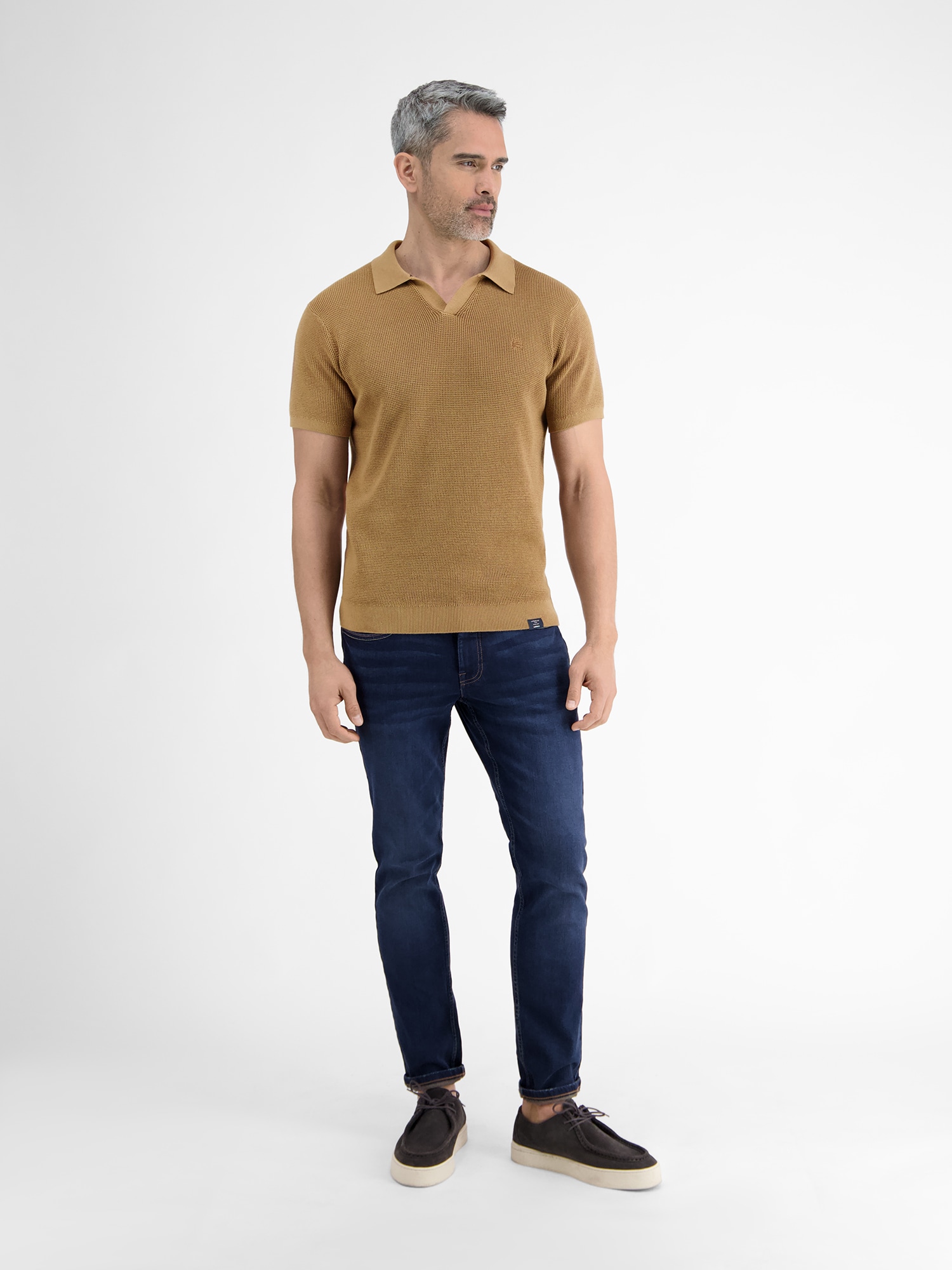 LERROS Poloshirt »LERROS Herren Strick-Polo mit offenem Kragen«