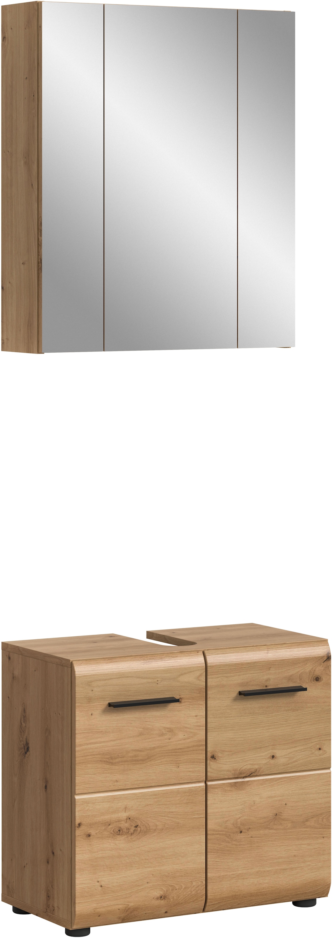 Image of welltime Badmöbel-Set "FLORENZ, 2-teilige Badkombination, hochwertige MDF-Front" Set, bestehend aus: 1 Waschbeckenunterschrank, 1 Spiegelschrank, 2 Stk. tlg.