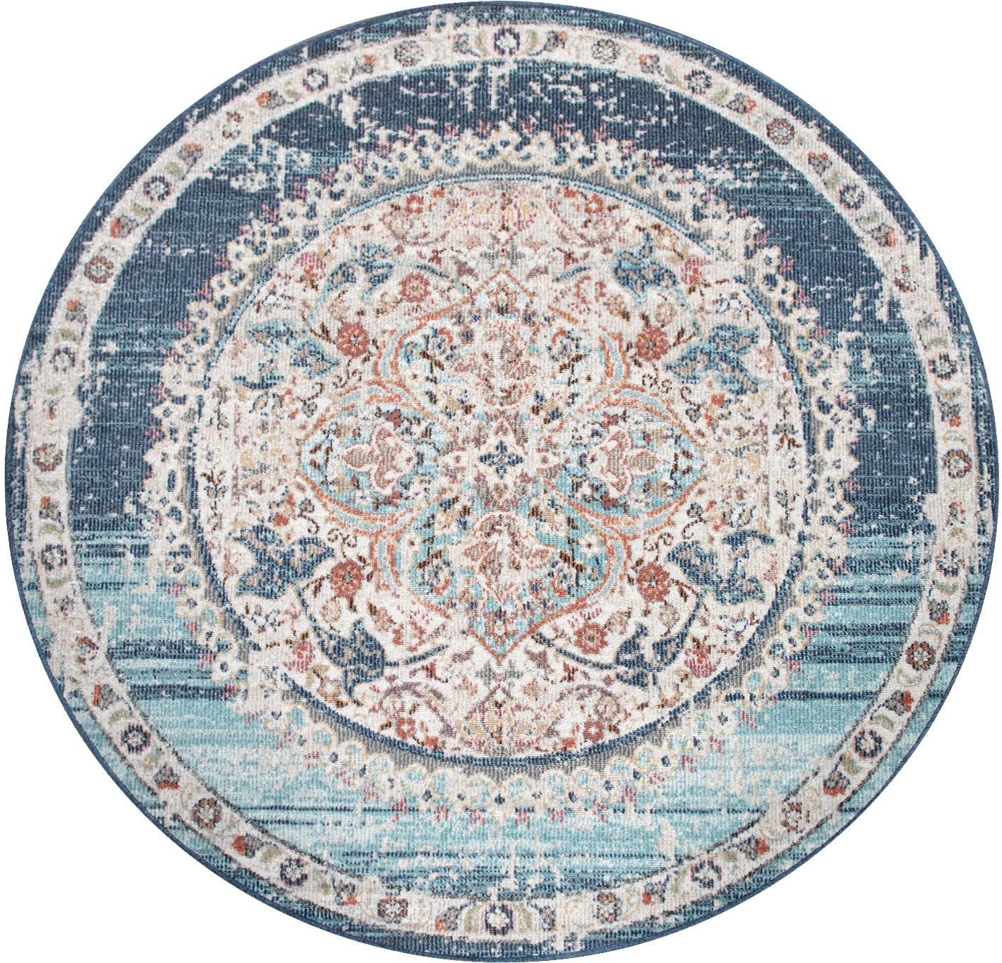 Image of Paco Home Teppich "Torres 271" rund 8 mm Höhe Kurzflor, Orient-Optik, Vintage Design, In- und Outdoor geeignet