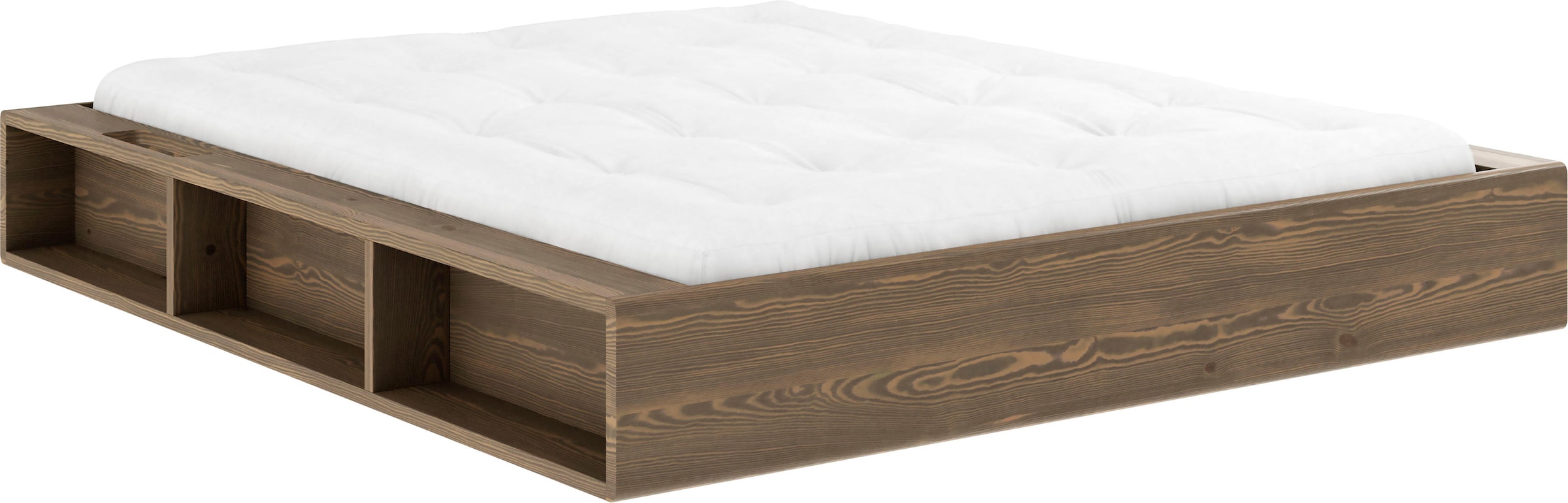 Karup Design Futonbett »Ziggy, Stauraumbett, viele Regale, inklusive Lattenrost« massive und langlebige Qualität, Belastbarkeit bis 300KG