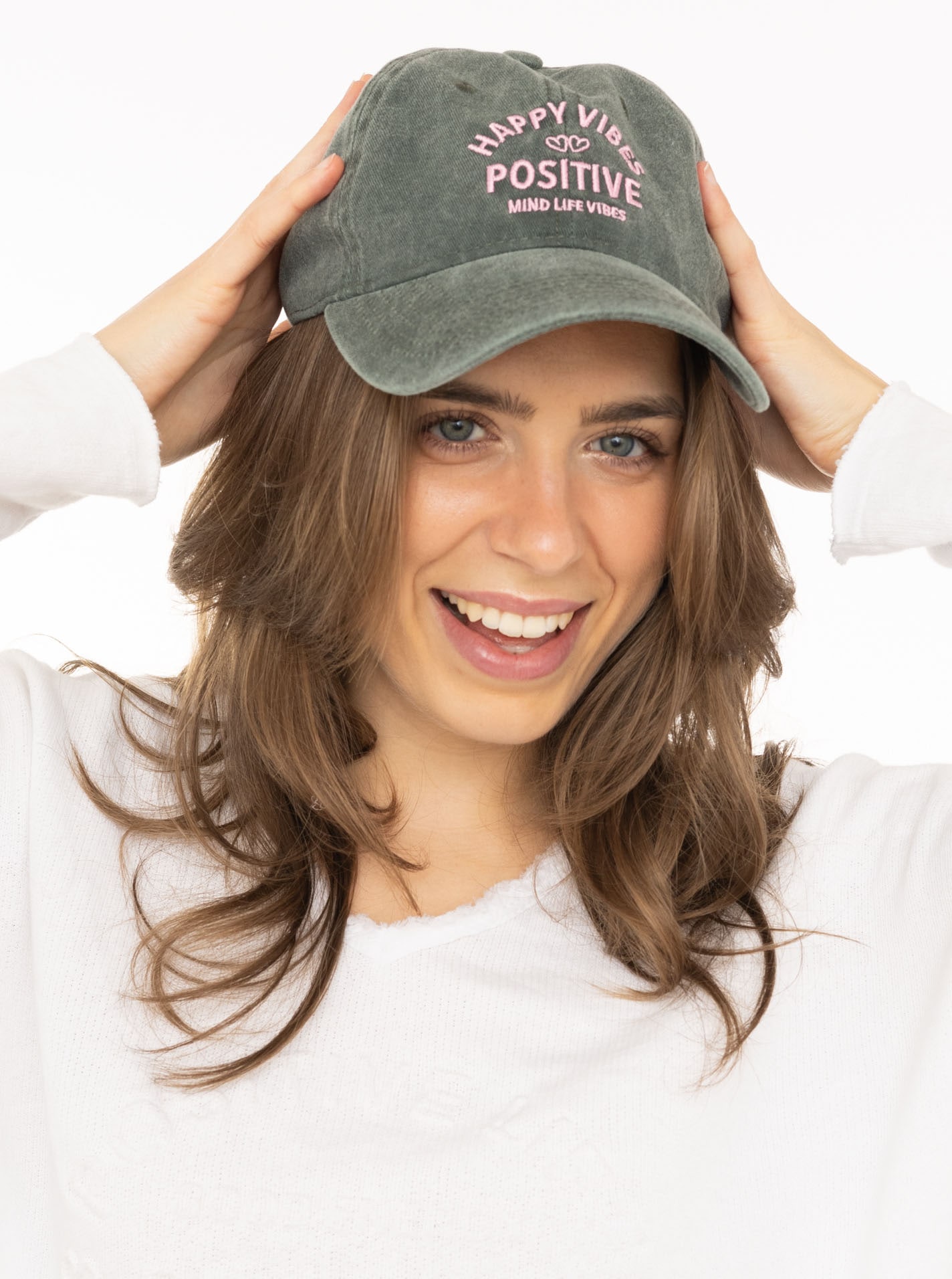 Zwillingsherz Casquette de baseball »"Happy Vibes"« modernen Vintage-Look, Stickerei