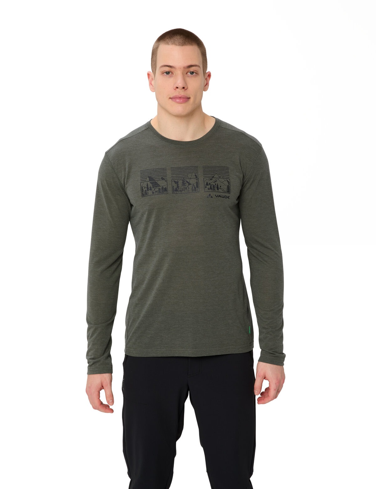 Image of VAUDE Langarmshirt "MENS ROSEMOOR LS T-SHIRT III" ohne Kragen, Rundhalsausschnitt, aus Polyester und Lyocell