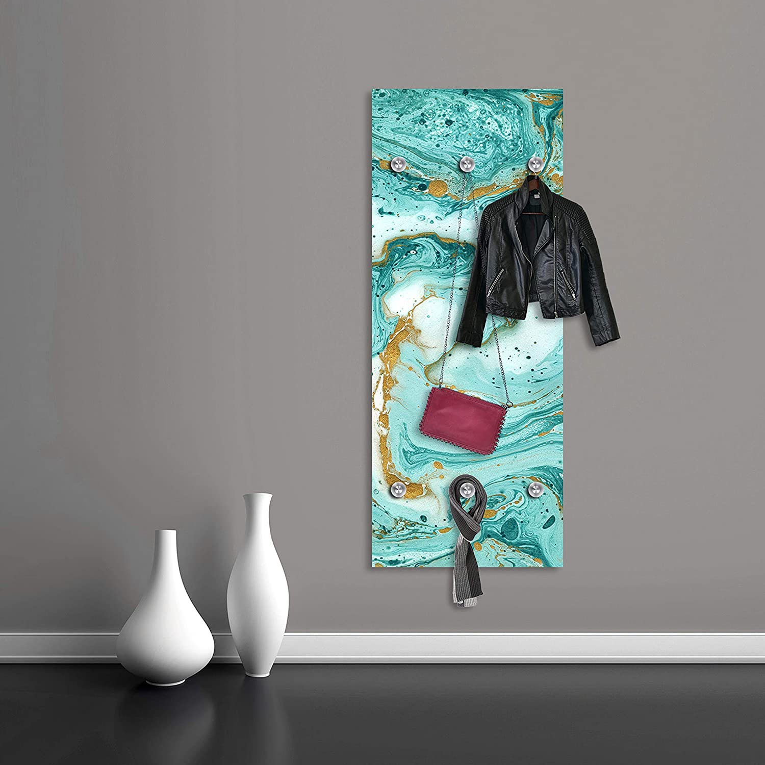 Image of queence Garderobenleiste "Hardy" Wand Garderobe, Marmor Optik, Gold, Glitzer, platzsparend