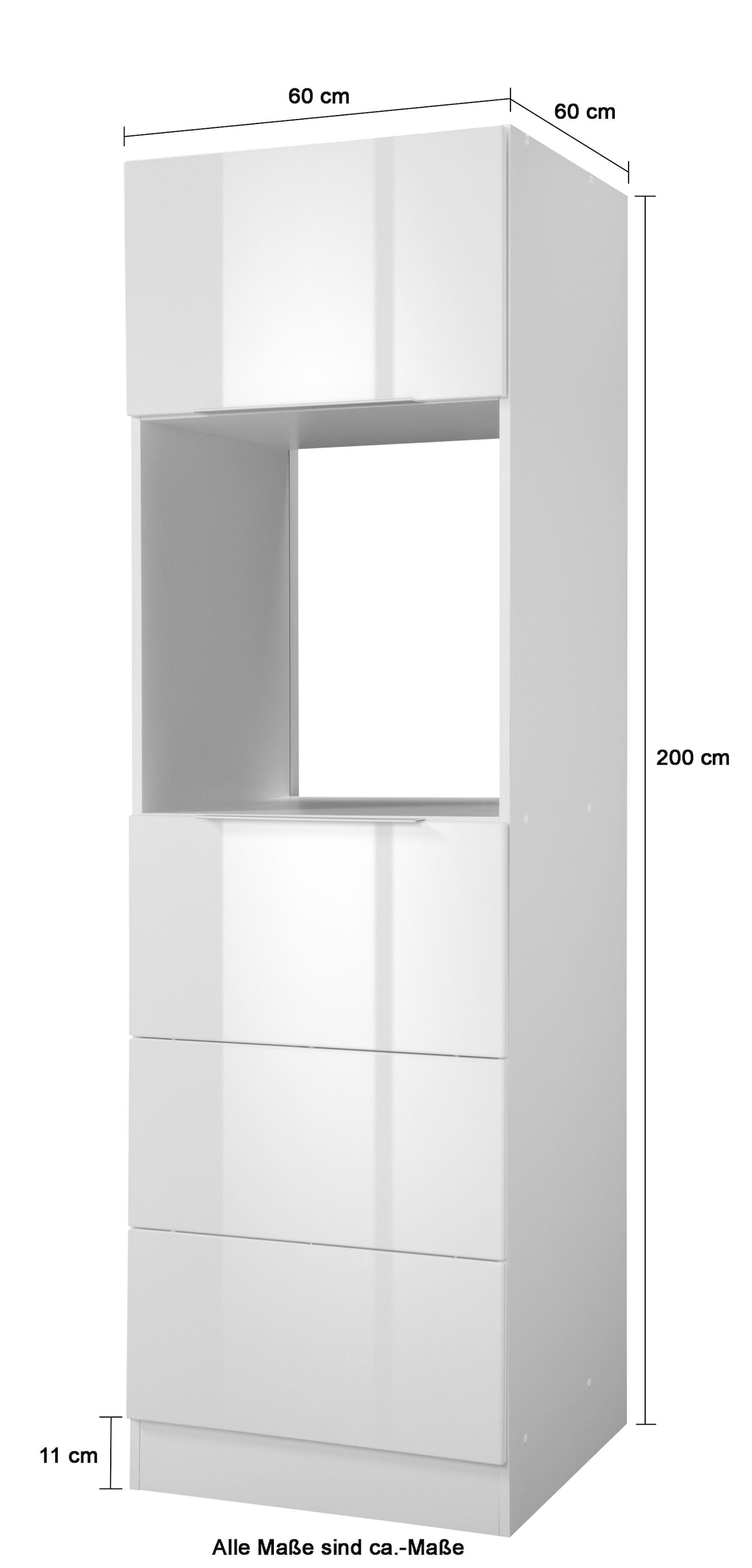 KOCHSTATION Backofen/Kühlumbauschrank »KS-Brindisi« 60 cm breit, 200 cm hoch