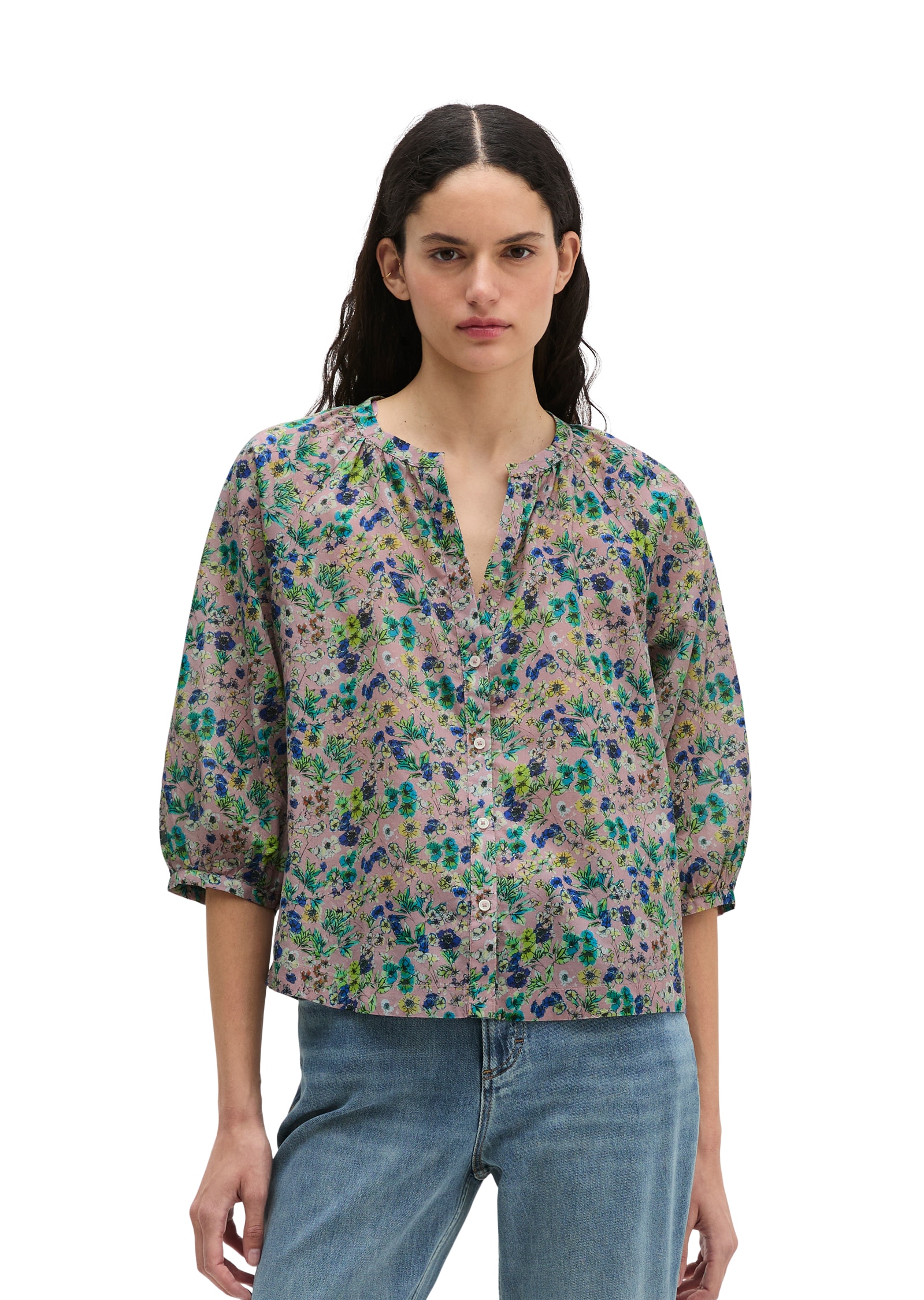 Image of Marc OPolo Schlupfbluse relaxed aus bedrucktem Baumwoll-Voile, Alloverprint
