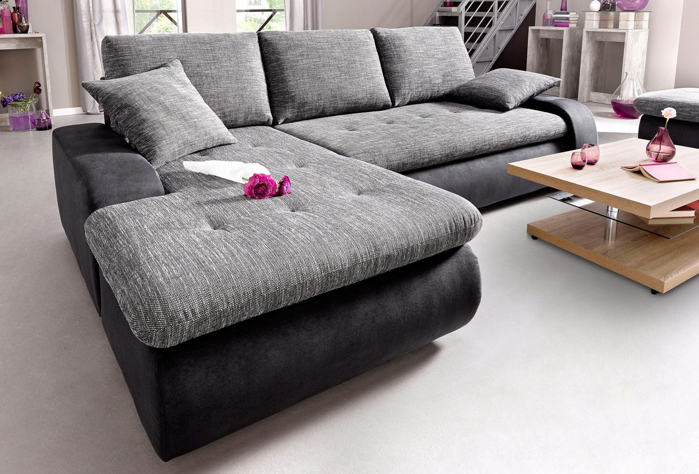 TRENDMANUFAKTUR Ecksofa »Indie, modern und bequem, Materialmix, OTTOs Choice, L-Form«, wahlweise XL oder XXL