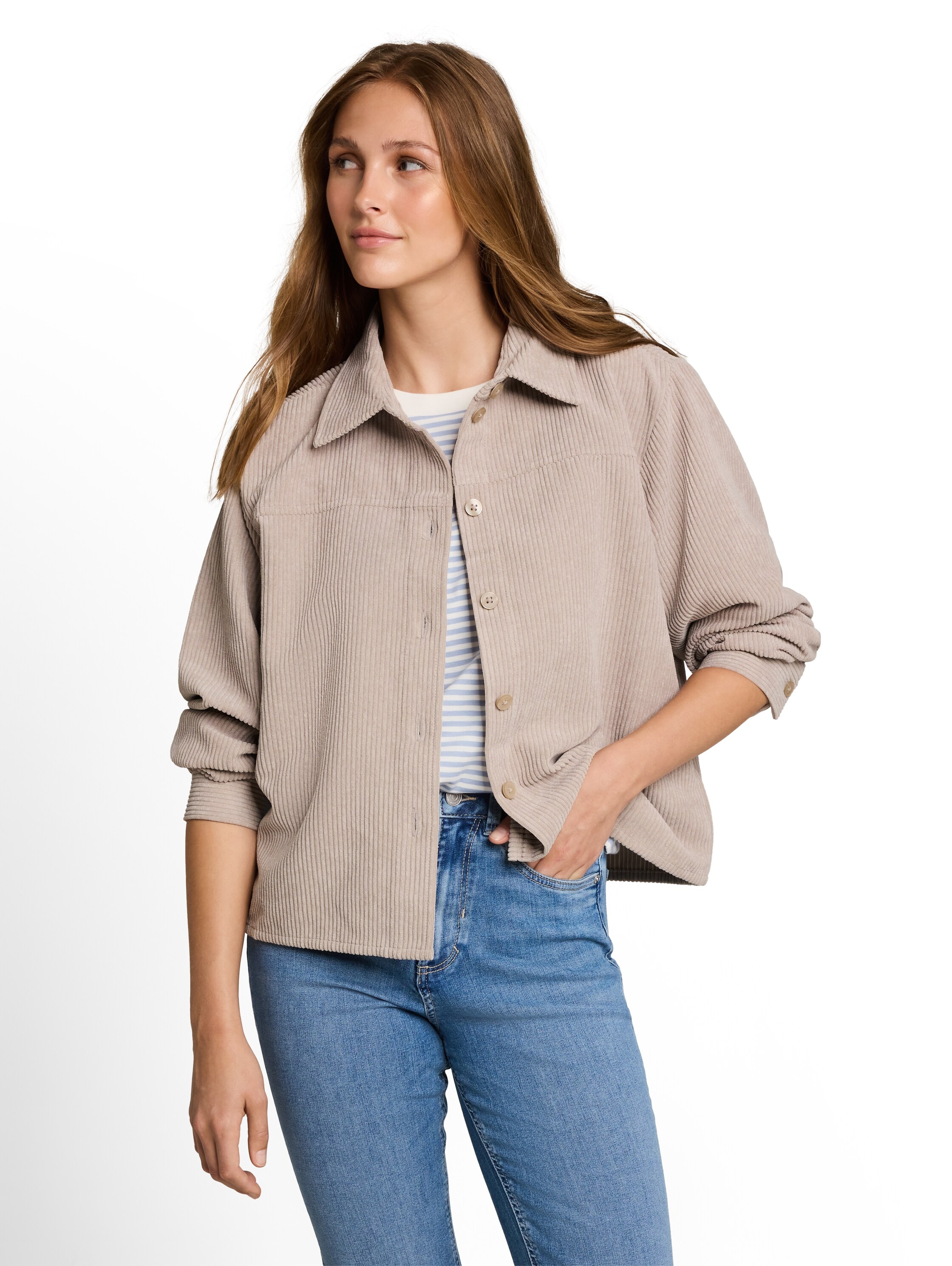 Image of TOM TAILOR Denim Langarmbluse Cord-Overshirt mit Knopfleiste