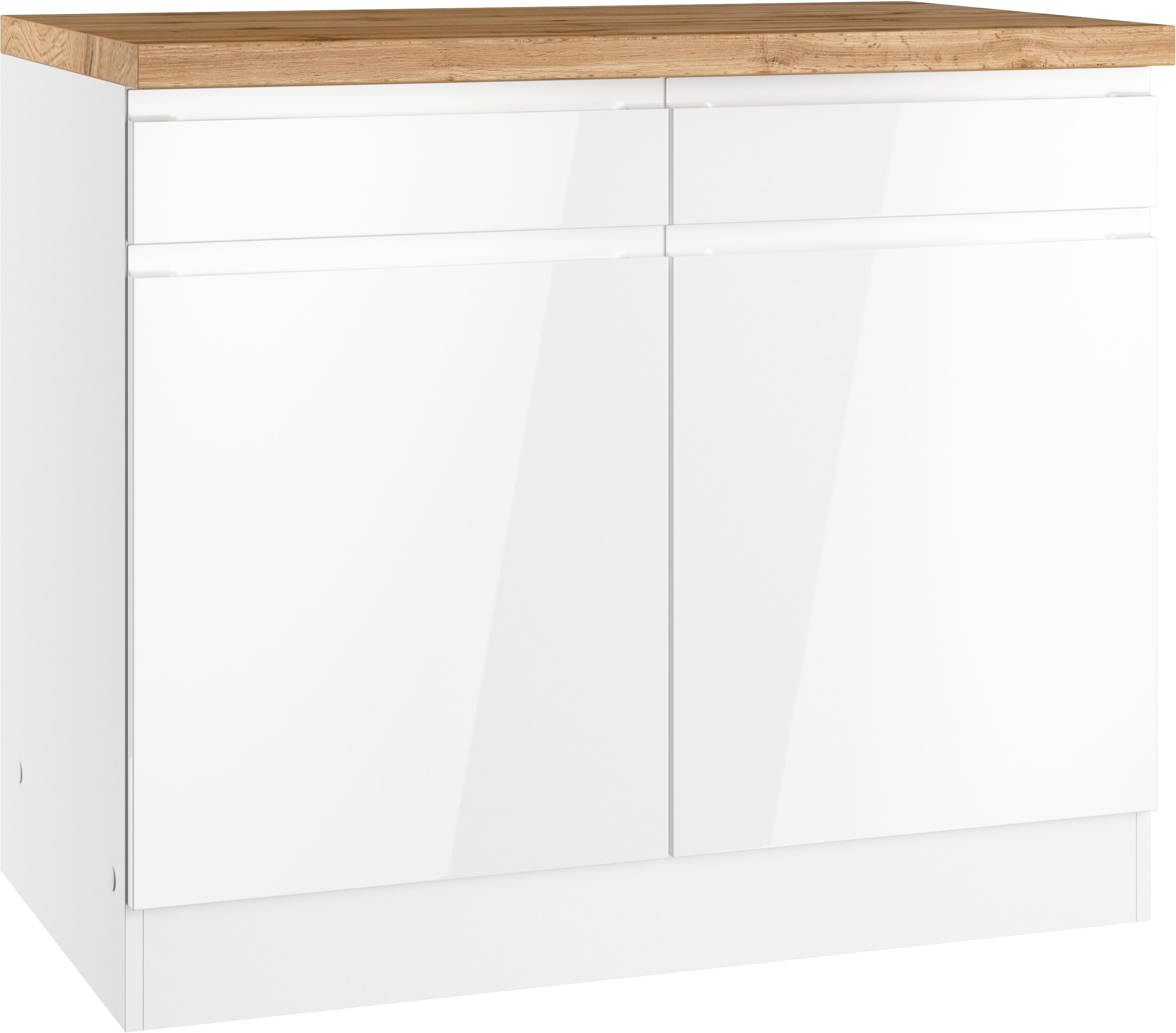 KOCHSTATION Armoire basse »KS-Virginia,neu in verbesserter Ausführung« Rangement, Softclose, avec plan de travail CPL,  largeur 100 cm, 2 portes, fonction soft-close