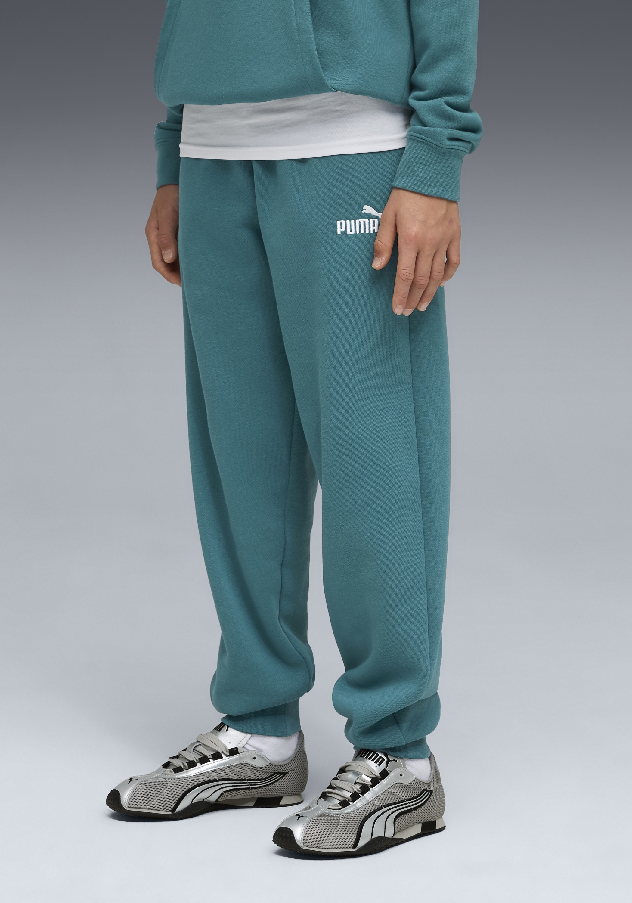 Image of PUMA Trainingshose "ESS NO. 1 LOGO SWEATPANTS FL B" Regular Fit, mit Eingrifftaschen, mit elastischem Bund