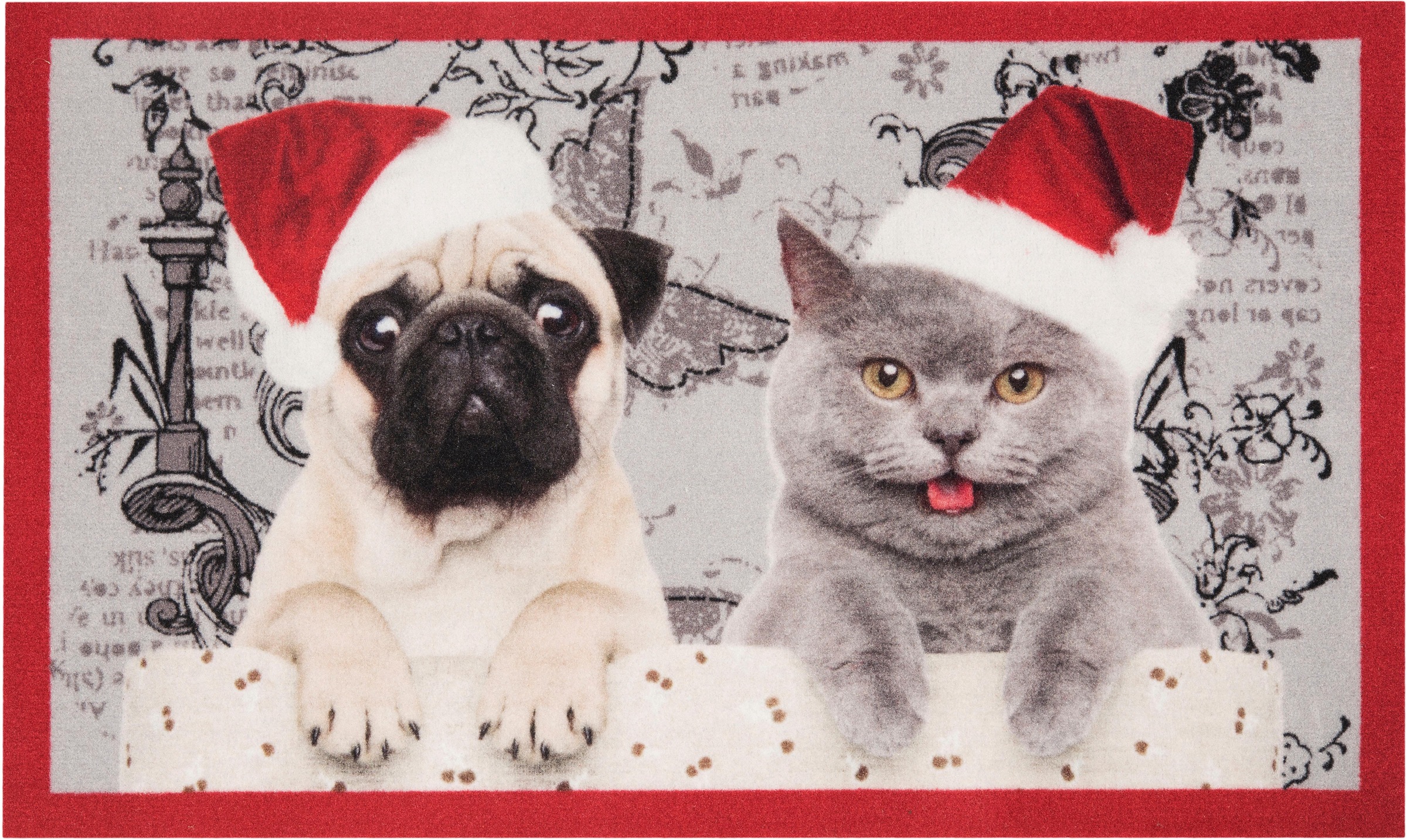 Image of HANSE Home Fussmatte »Christmas Cat Dog«, rechteckig, 7 mm Höhe, In und Outdoor geeignet, Motiv Hund & Katze, Pflegeleicht, Rutschfest, Weihnachten, Waschbar bei Ackermann Versand Schweiz