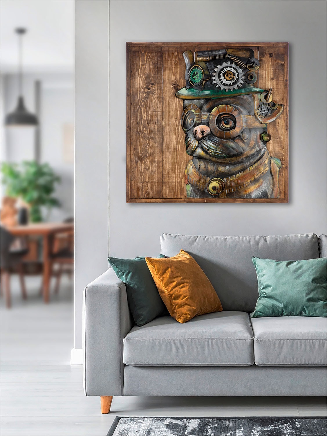 GILDE Tableau métallique »Bild quadratisch Steampunk Dog« 1 cuis tlg.