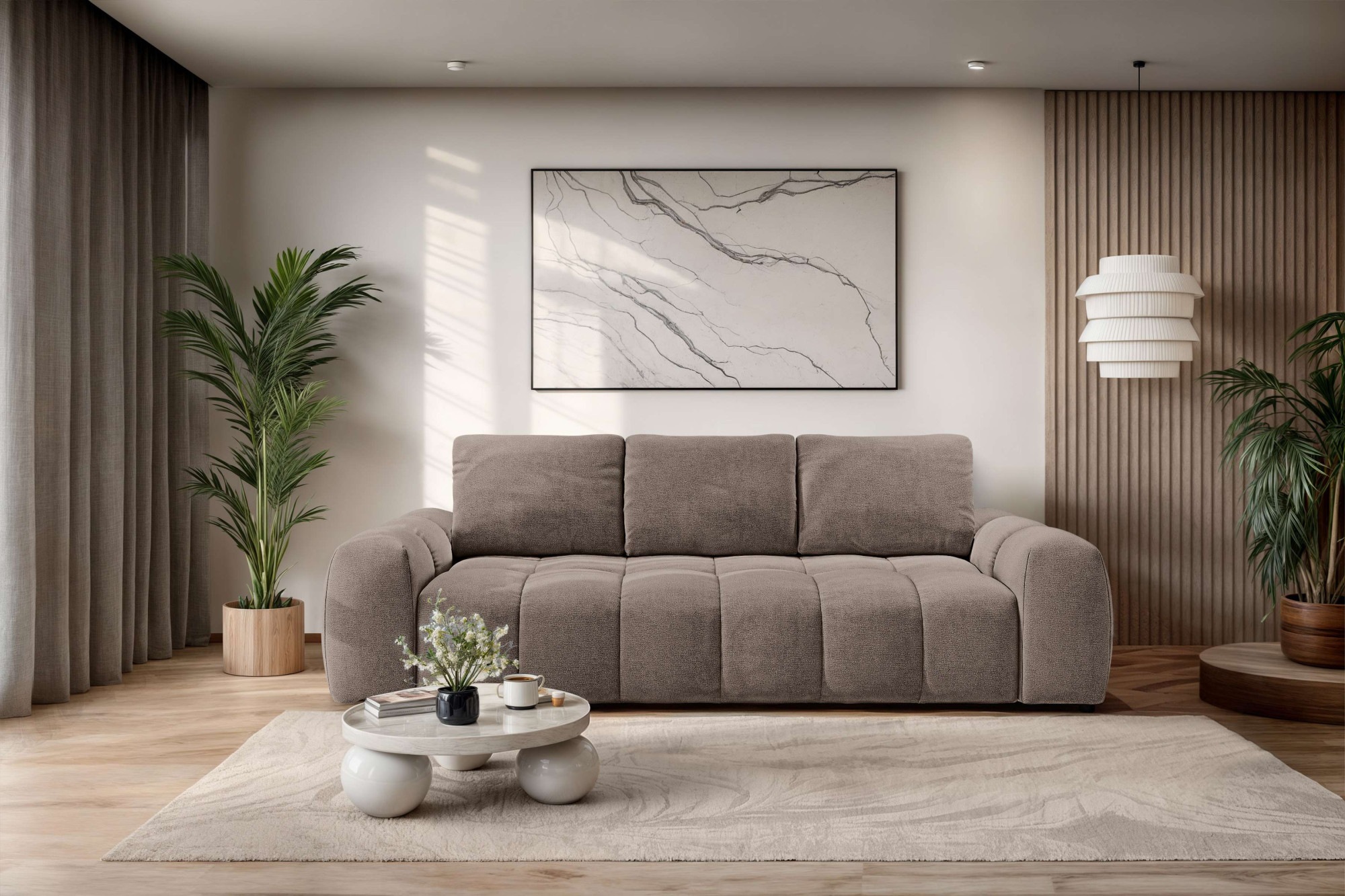Image of GOODproduct 3-Sitzer "AZITA optionale Schlafsofa mit Bettkasten, Breite 253cm" Sofa mit Wellenunterfederung, Bubble-Optik, Verlässliche Qualität