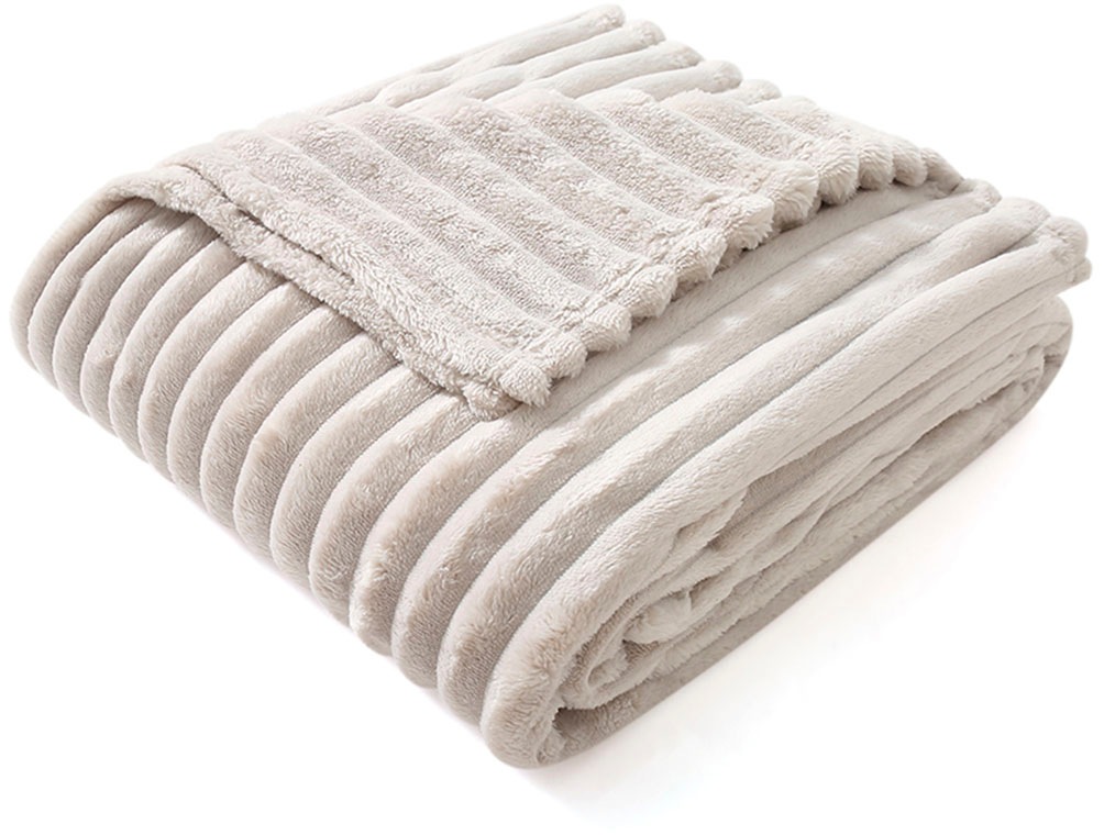 Goodproduct, GOODproduct Wohndecke »Millara« Kuscheldecke in Cord-Optik, 150x200 cm, Wohndecke, Sofadecke, wollweiß, Polyester