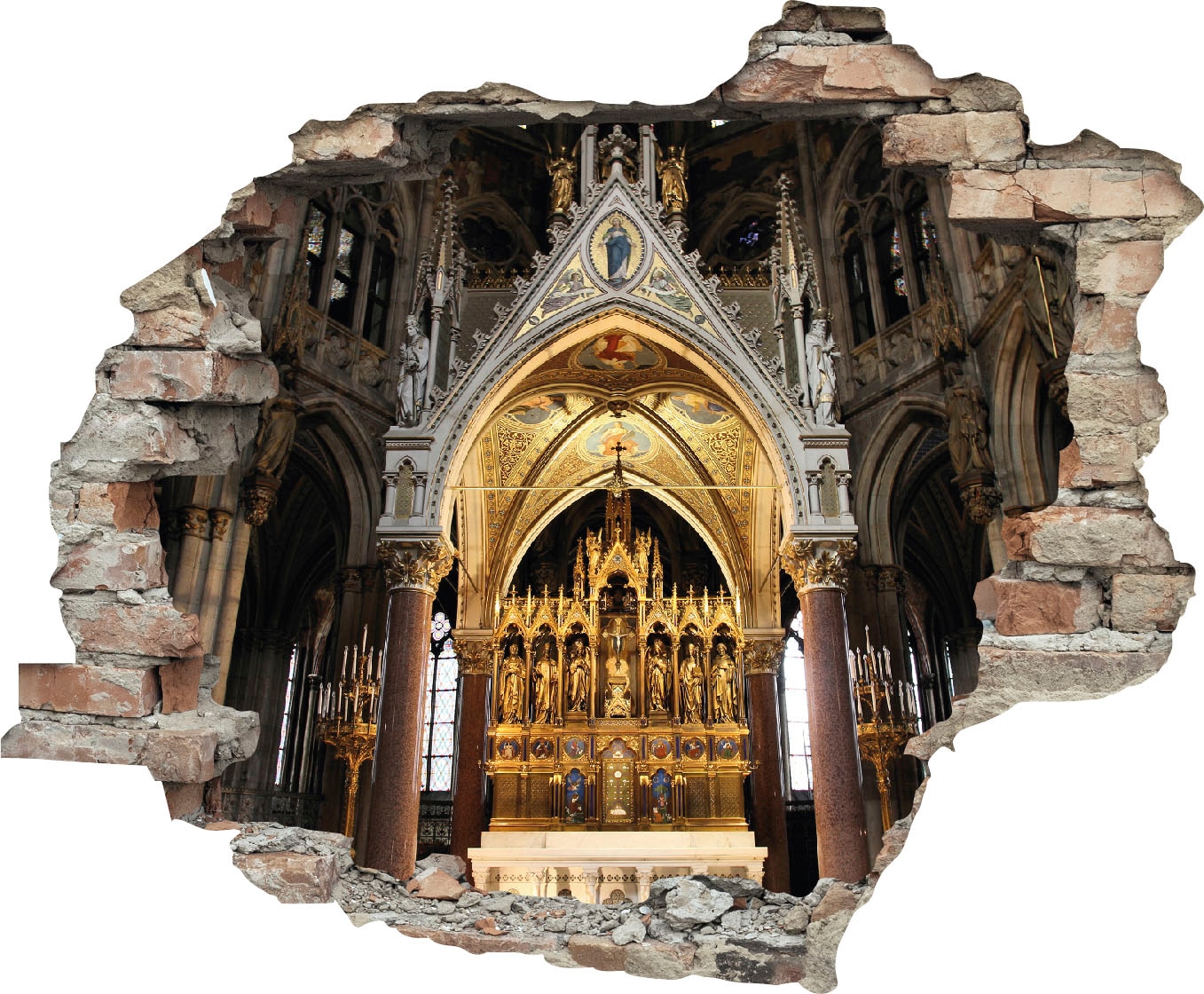 Image of queence Wandtattoo "Altar" Wandsticker, Wandbild, selbstklebend, 3D, Wanddurchbruch