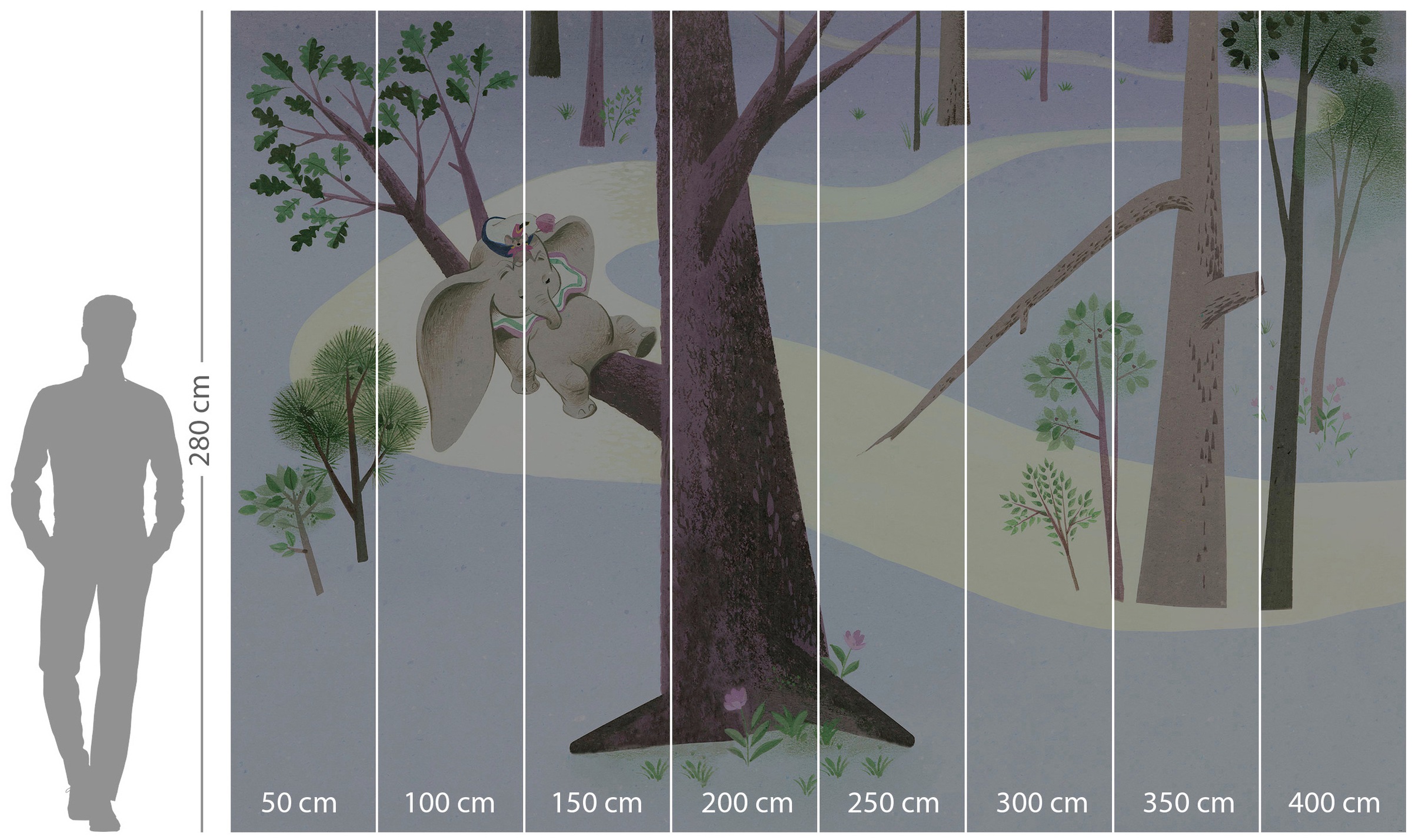 Komar Vliestapete »Digitaldruck Vlies -  Dumbo Sleep on Tree - Grösse 400 x 280 cm« bedruckt glatt Kinderzimmer